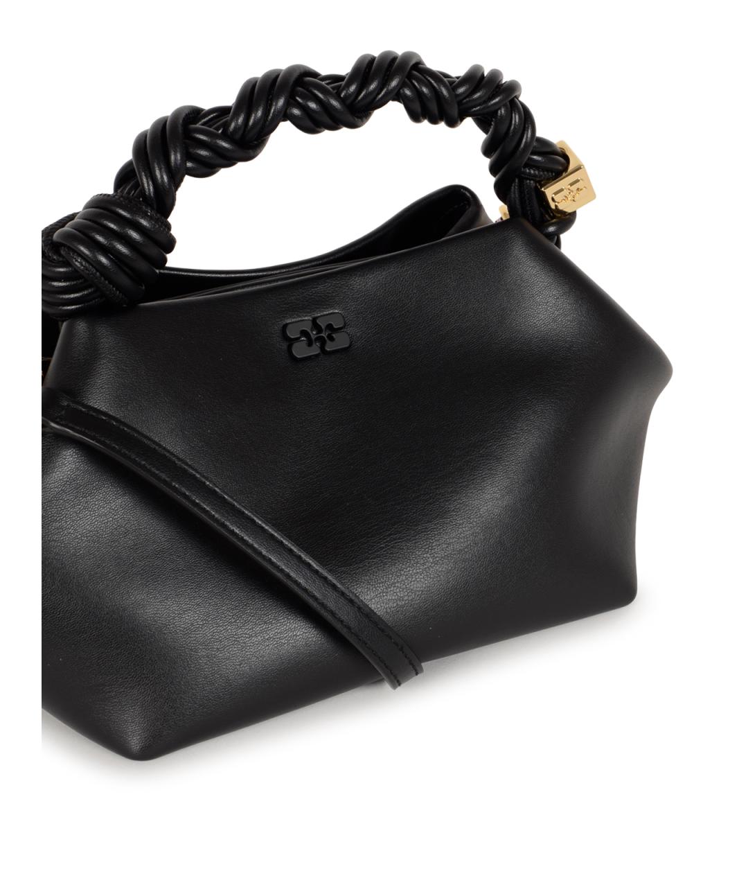 GANNI Черная кожаная сумка с короткими ручками, фото 4