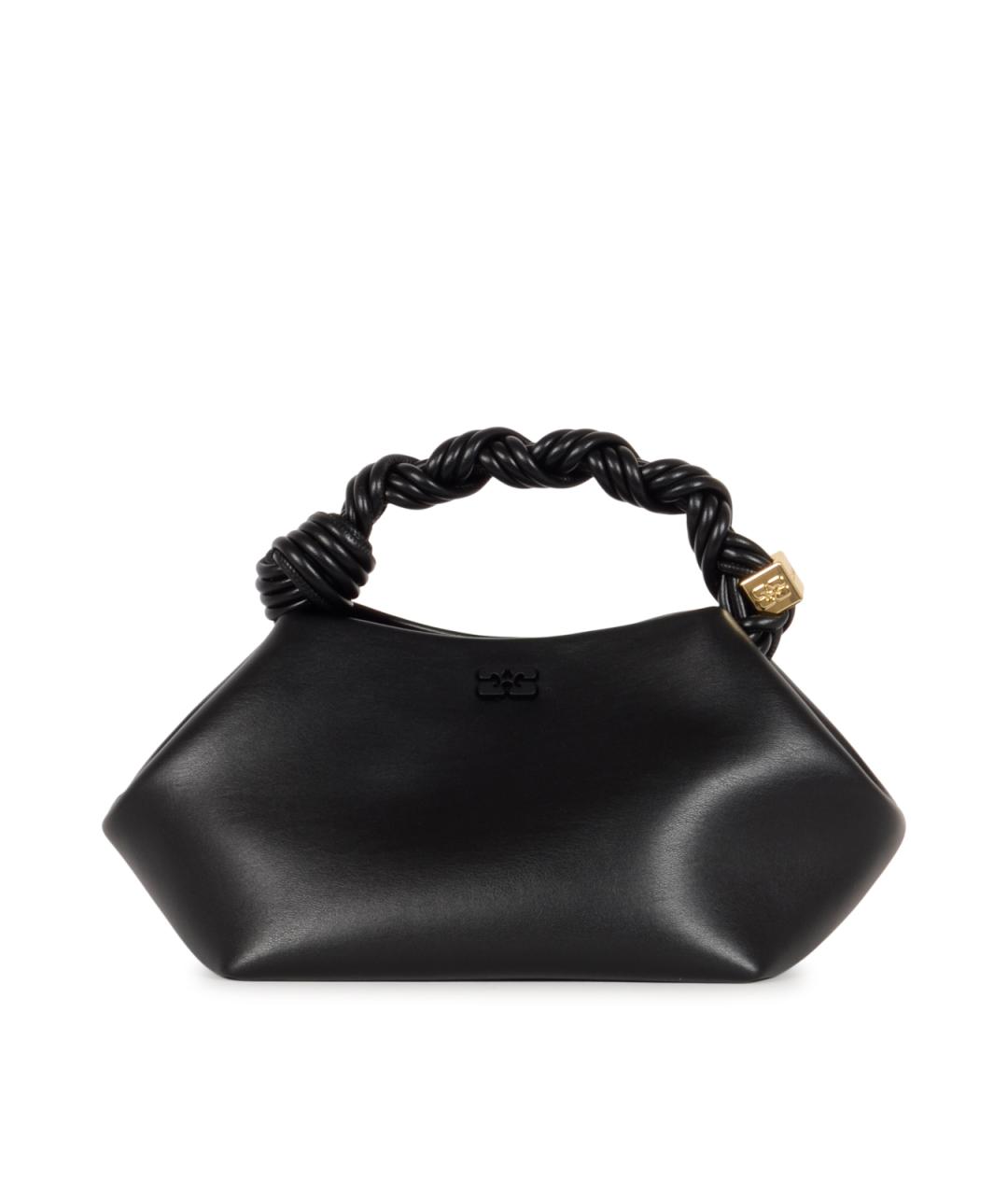 GANNI Черная кожаная сумка с короткими ручками, фото 1