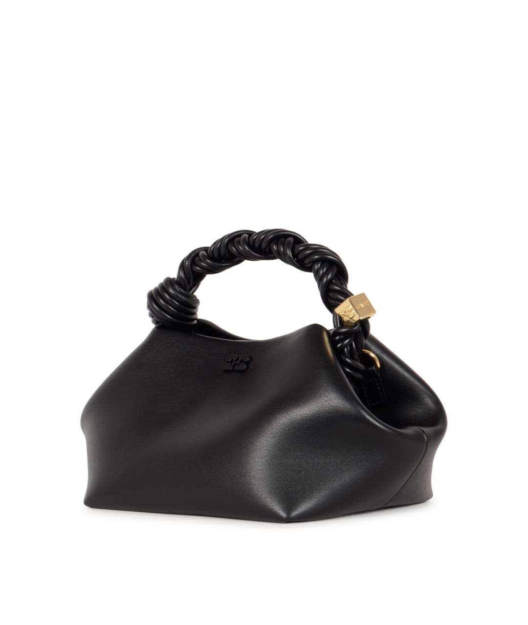 GANNI Черная кожаная сумка с короткими ручками, фото 2