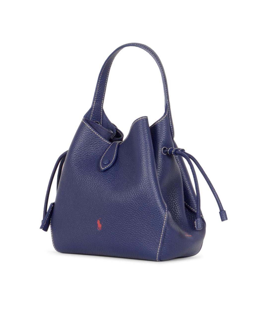 POLO RALPH LAUREN Темно-синяя кожаная сумка с короткими ручками, фото 2
