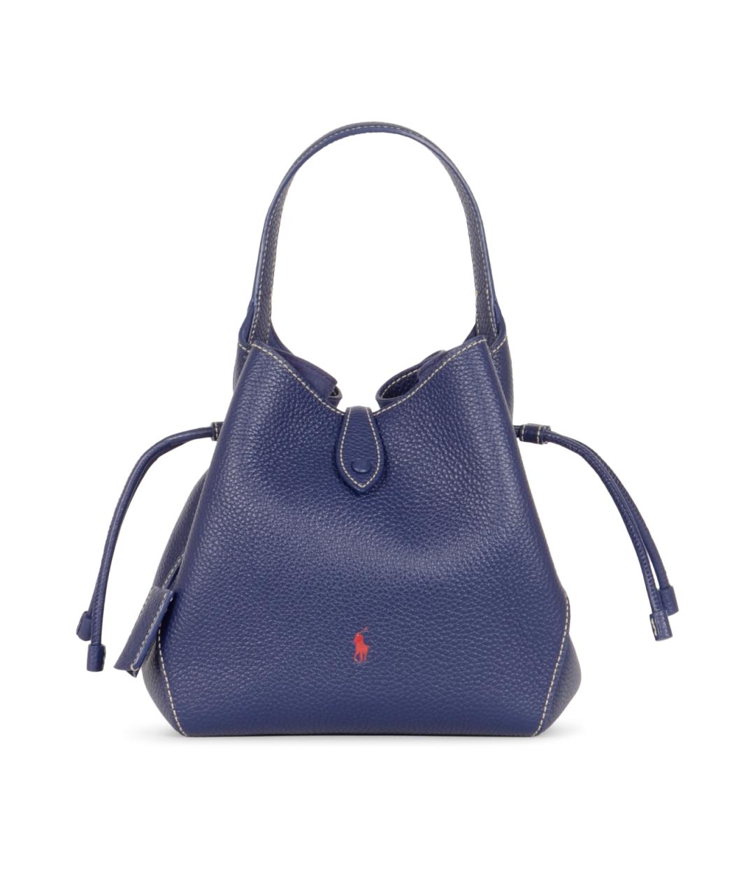 POLO RALPH LAUREN Темно-синяя кожаная сумка с короткими ручками, фото 1