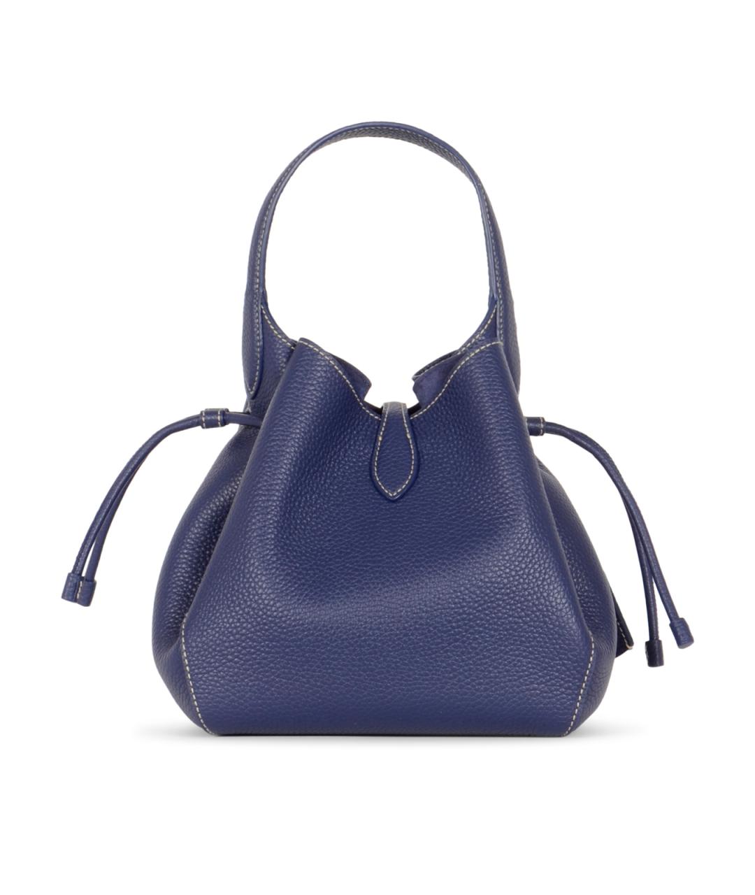 POLO RALPH LAUREN Темно-синяя кожаная сумка с короткими ручками, фото 3