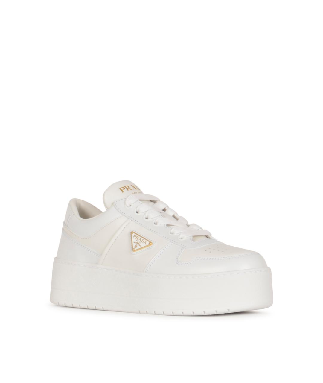 PRADA Белые кожаные кроссовки, фото 2