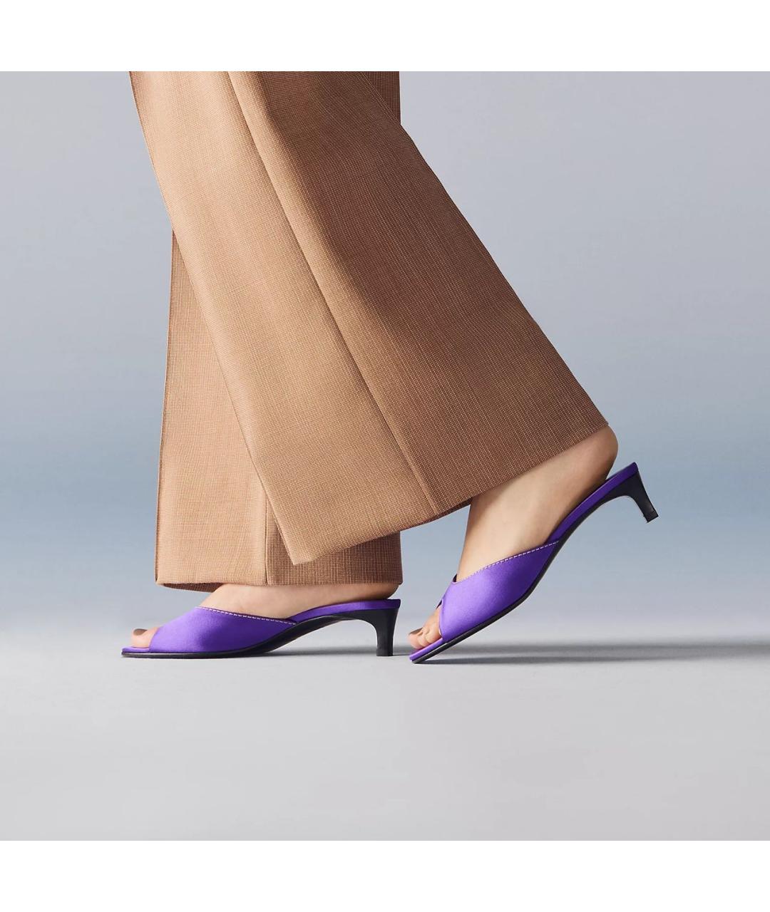 HERMES Фиолетовые кожаные мюли, фото 3