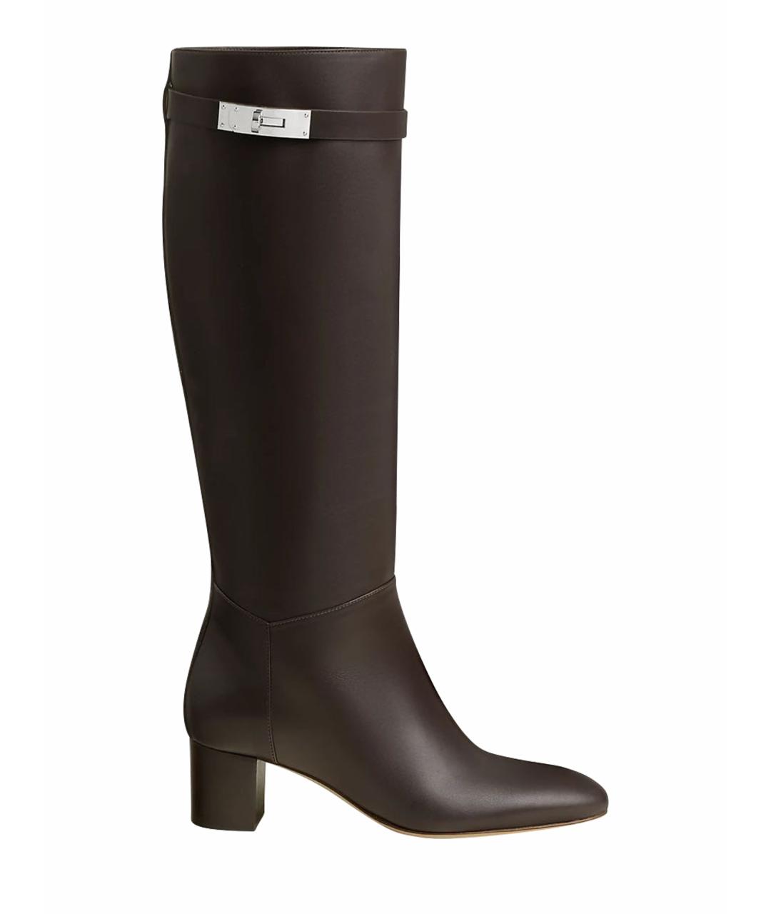 HERMES Коричневые кожаные сапоги, фото 1