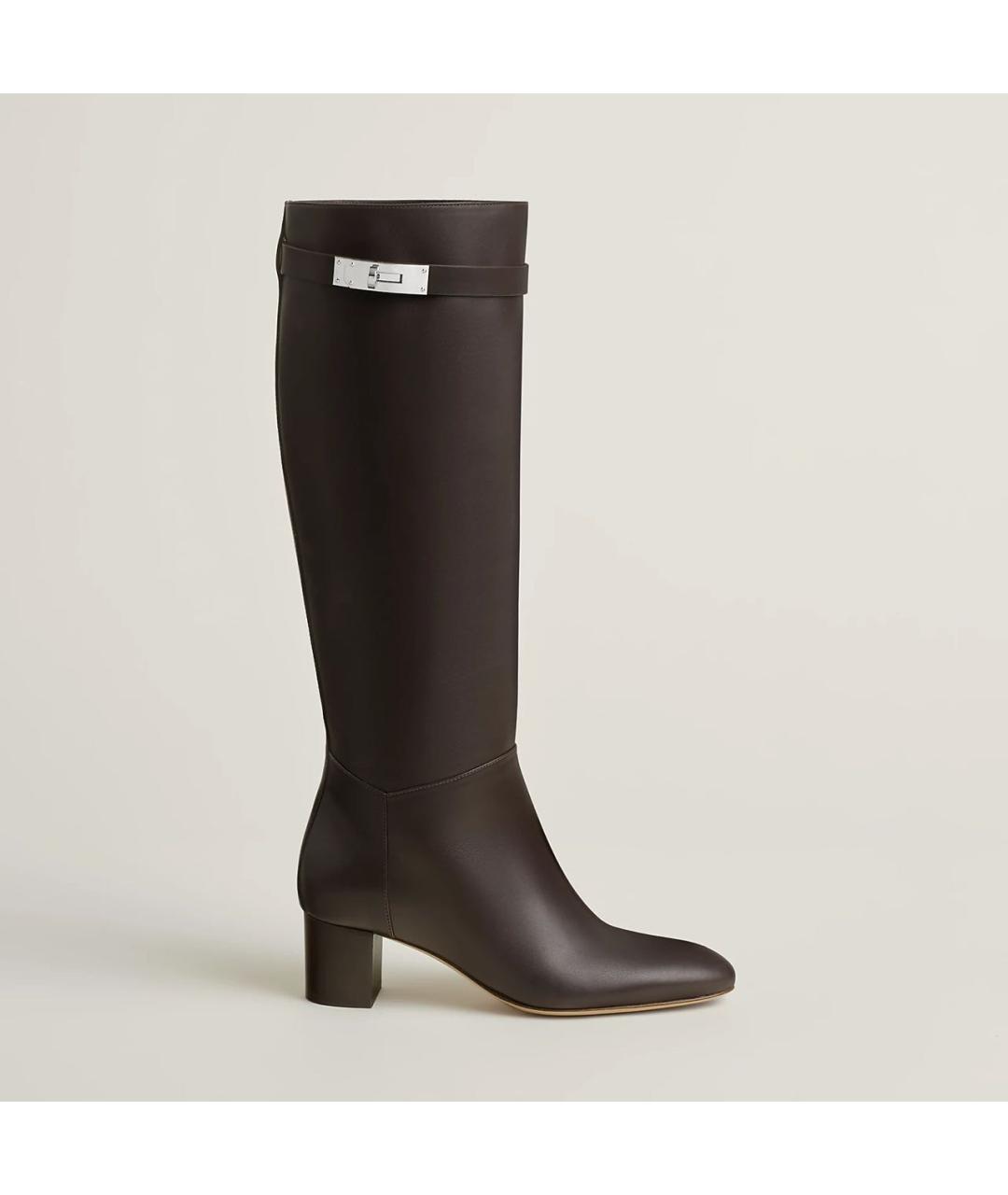 HERMES Коричневые кожаные сапоги, фото 5