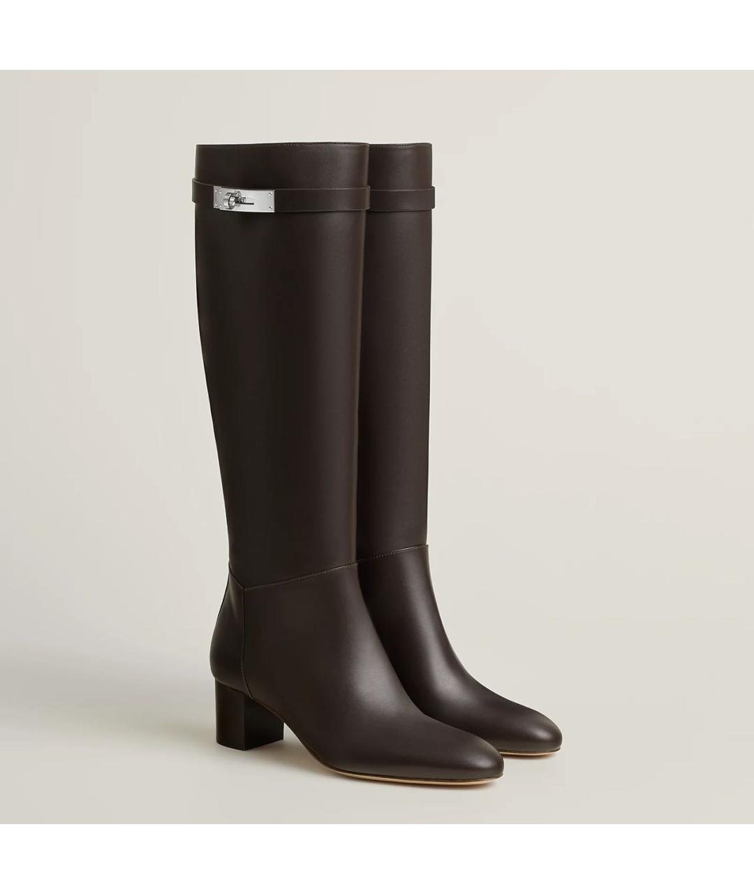 HERMES Коричневые кожаные сапоги, фото 2