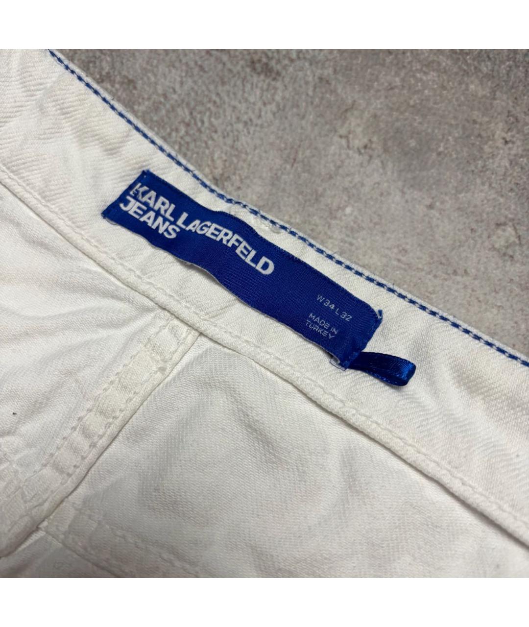 KARL LAGERFELD Белые хлопковые прямые джинсы, фото 6
