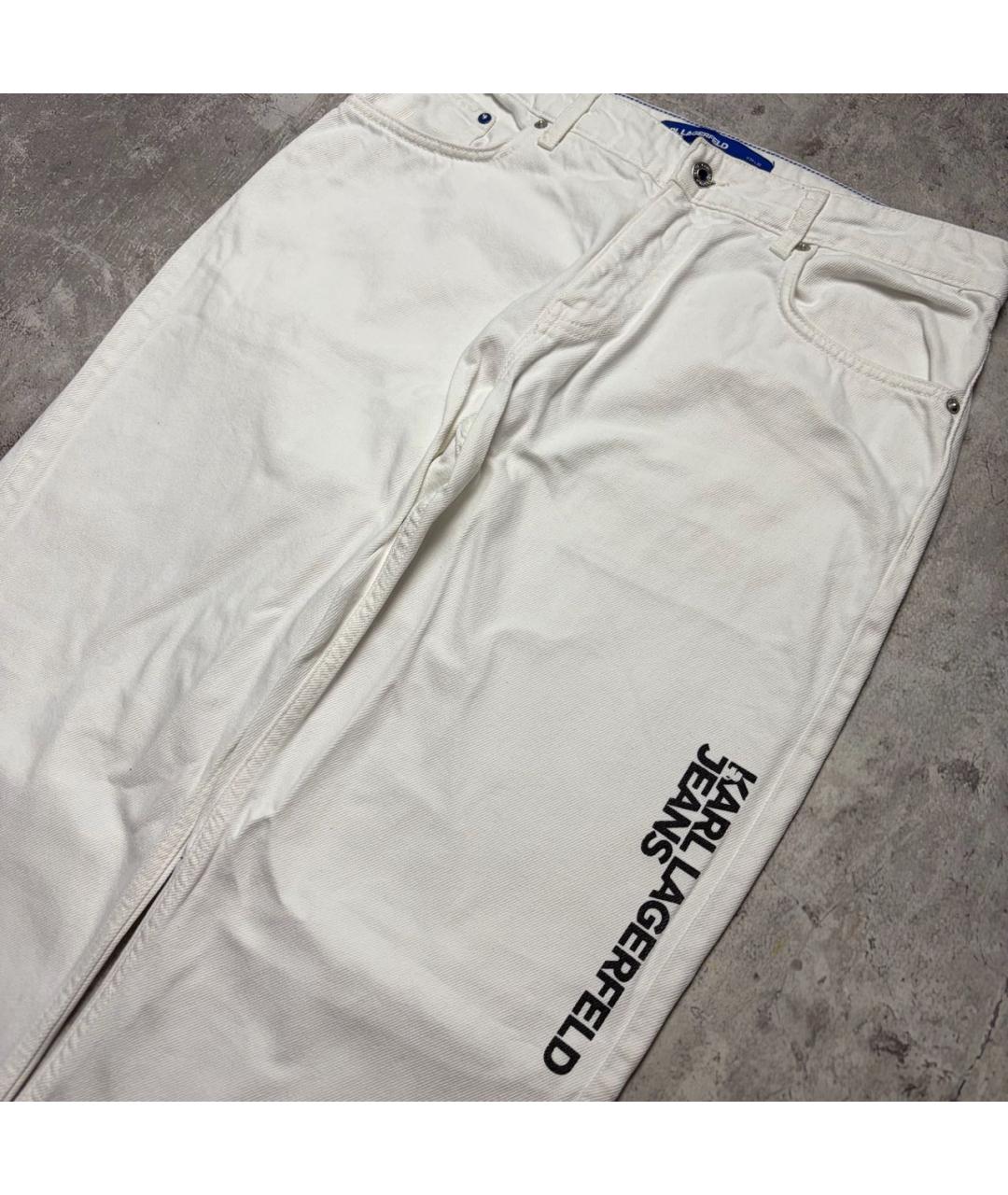 KARL LAGERFELD Белые хлопковые прямые джинсы, фото 4