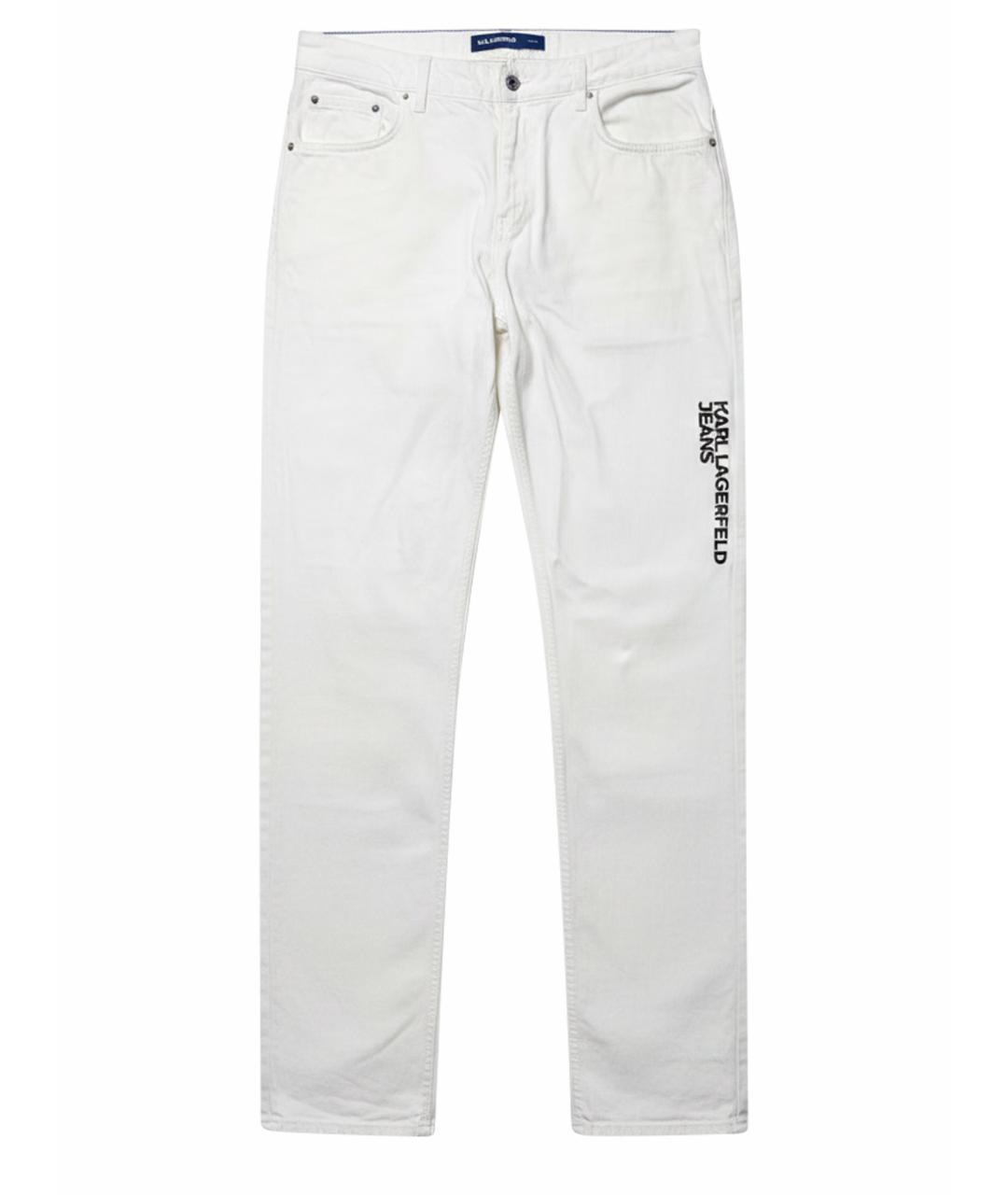 KARL LAGERFELD Белые хлопковые прямые джинсы, фото 1