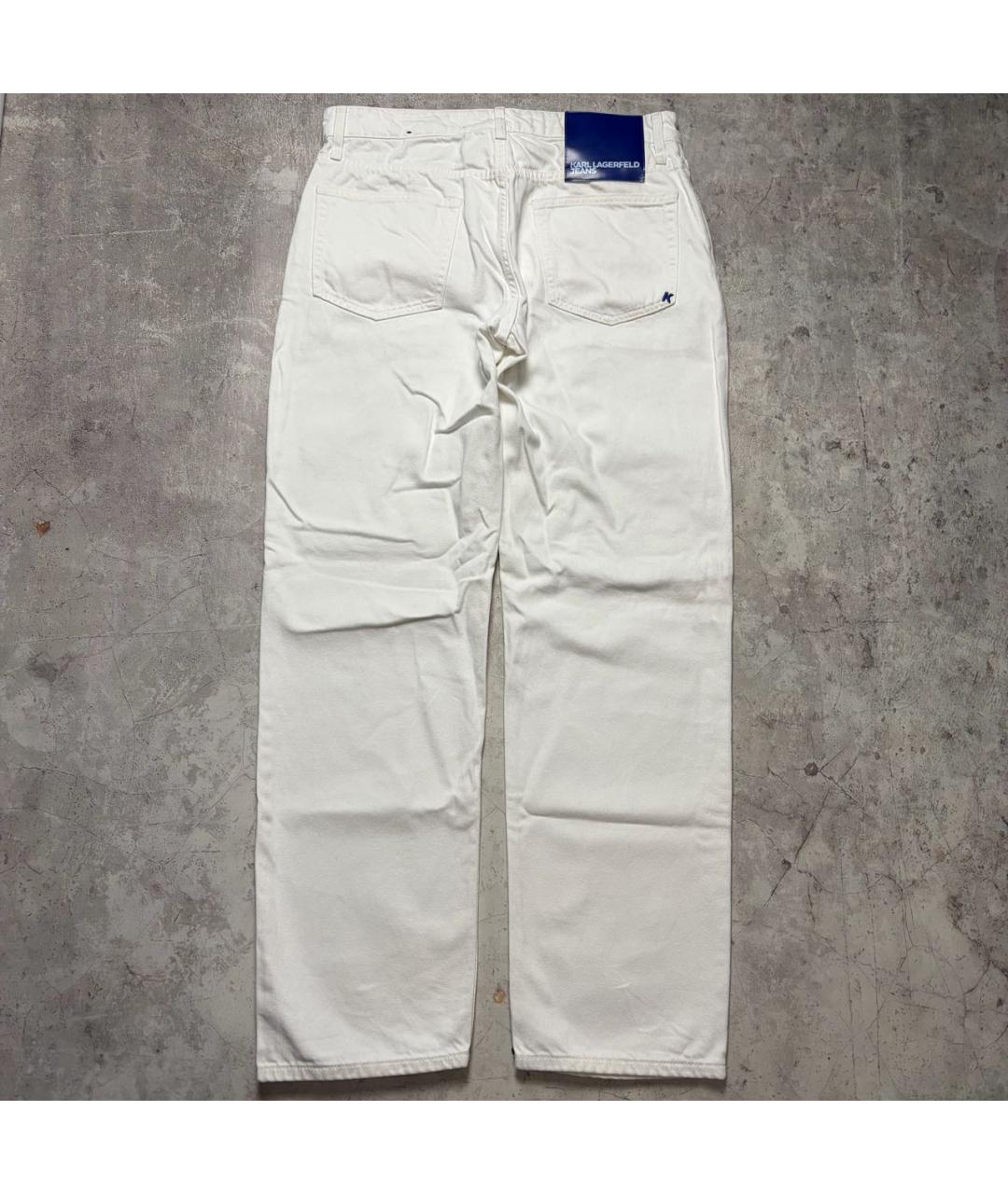 KARL LAGERFELD Белые хлопковые прямые джинсы, фото 2