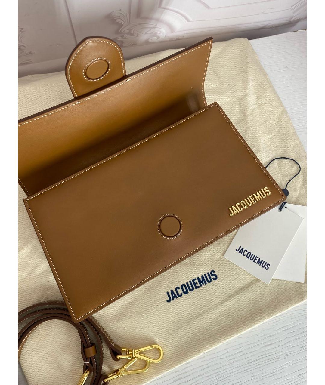 JACQUEMUS Коричневая кожаная сумка через плечо, фото 6