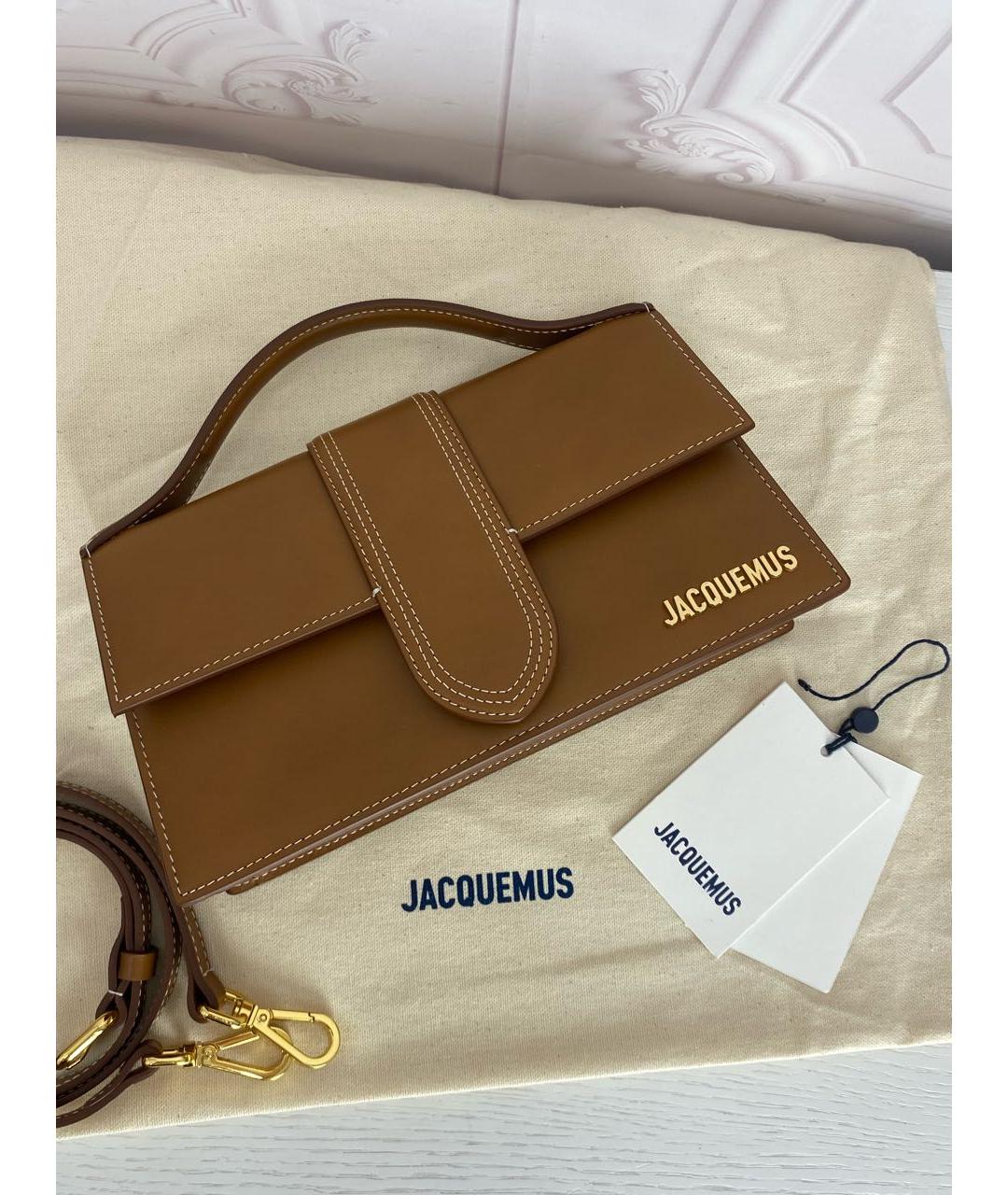 JACQUEMUS Коричневая кожаная сумка через плечо, фото 7