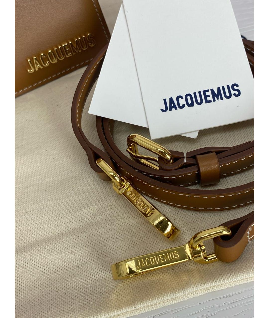 JACQUEMUS Коричневая кожаная сумка через плечо, фото 5