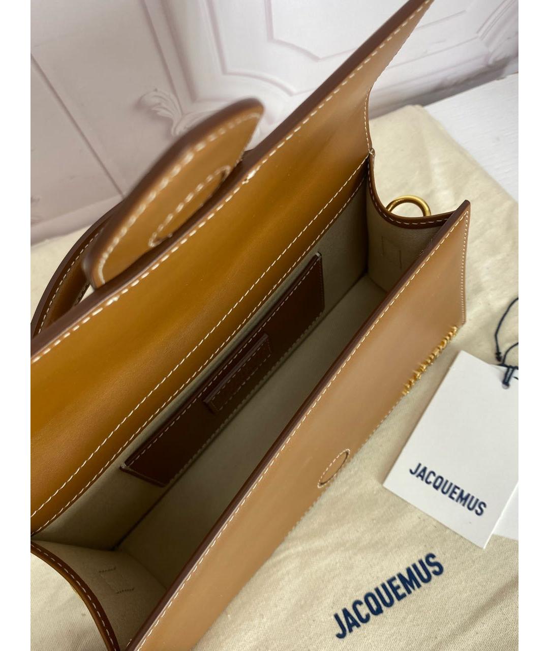 JACQUEMUS Коричневая кожаная сумка через плечо, фото 3