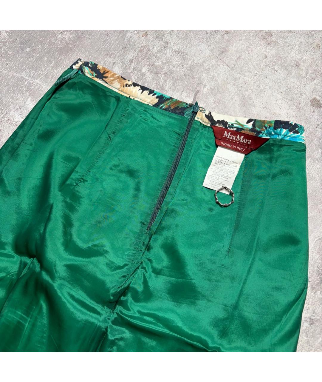 MAX MARA STUDIO Зеленая хлопковая юбка миди, фото 3