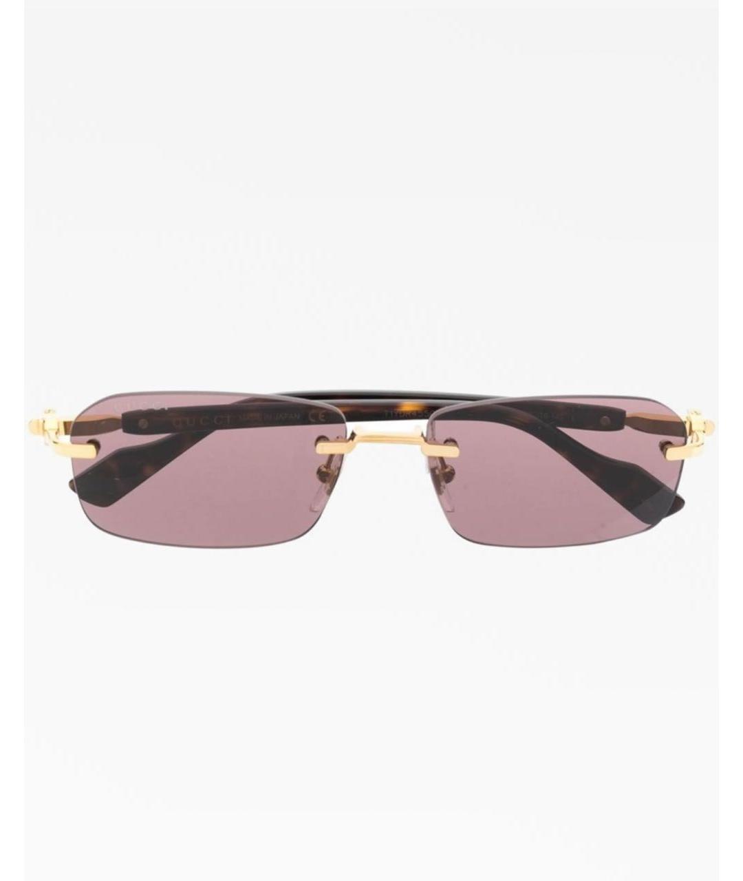 GUCCI Коричневые металлические солнцезащитные очки, фото 4