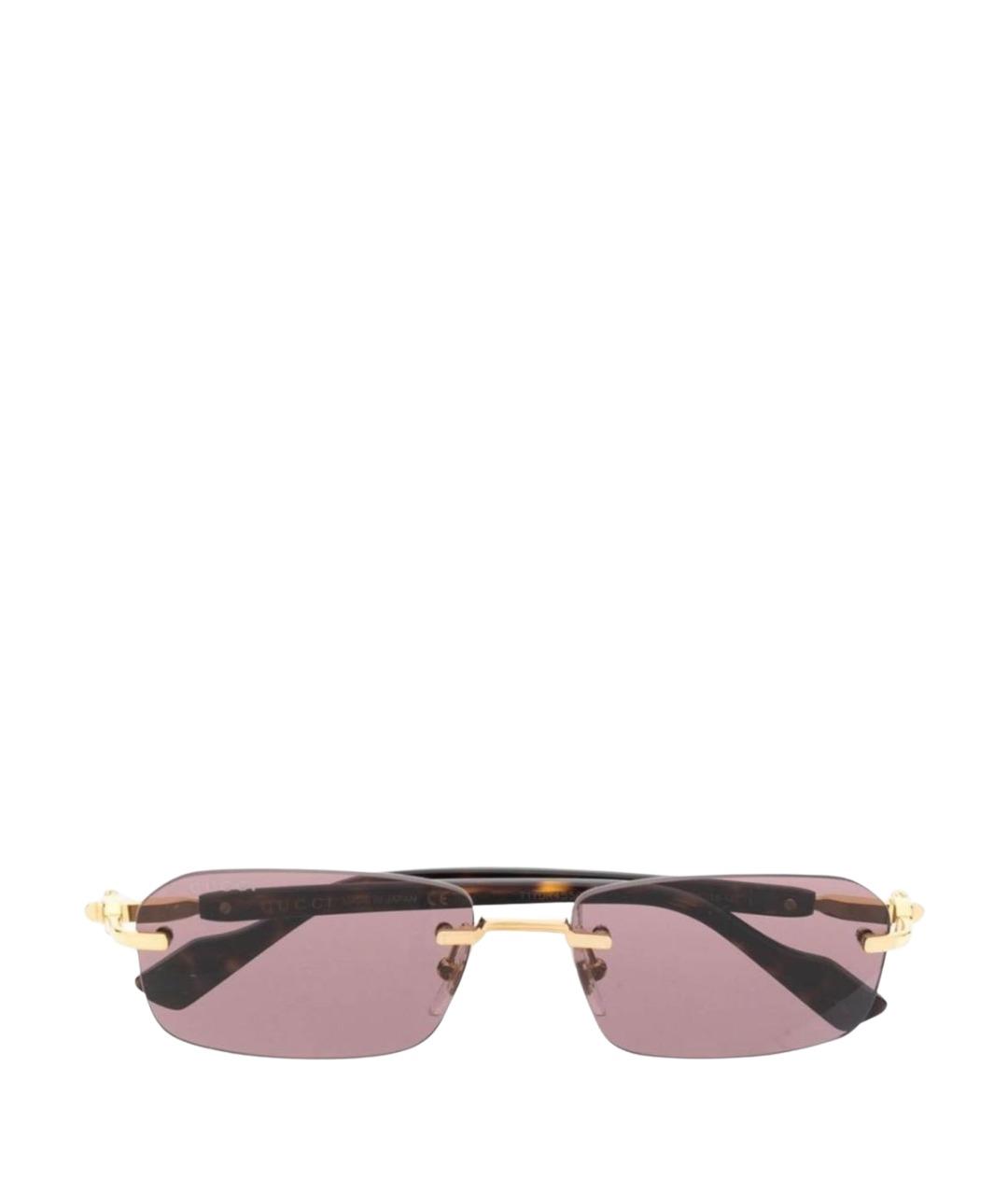 GUCCI Коричневые металлические солнцезащитные очки, фото 1