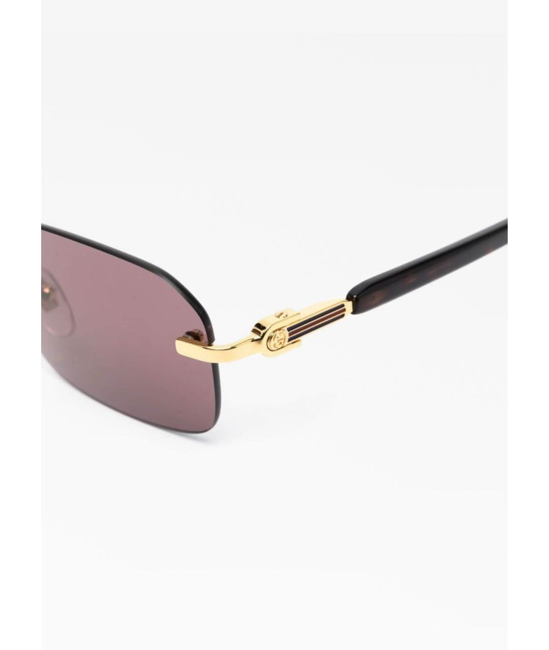GUCCI Коричневые металлические солнцезащитные очки, фото 3