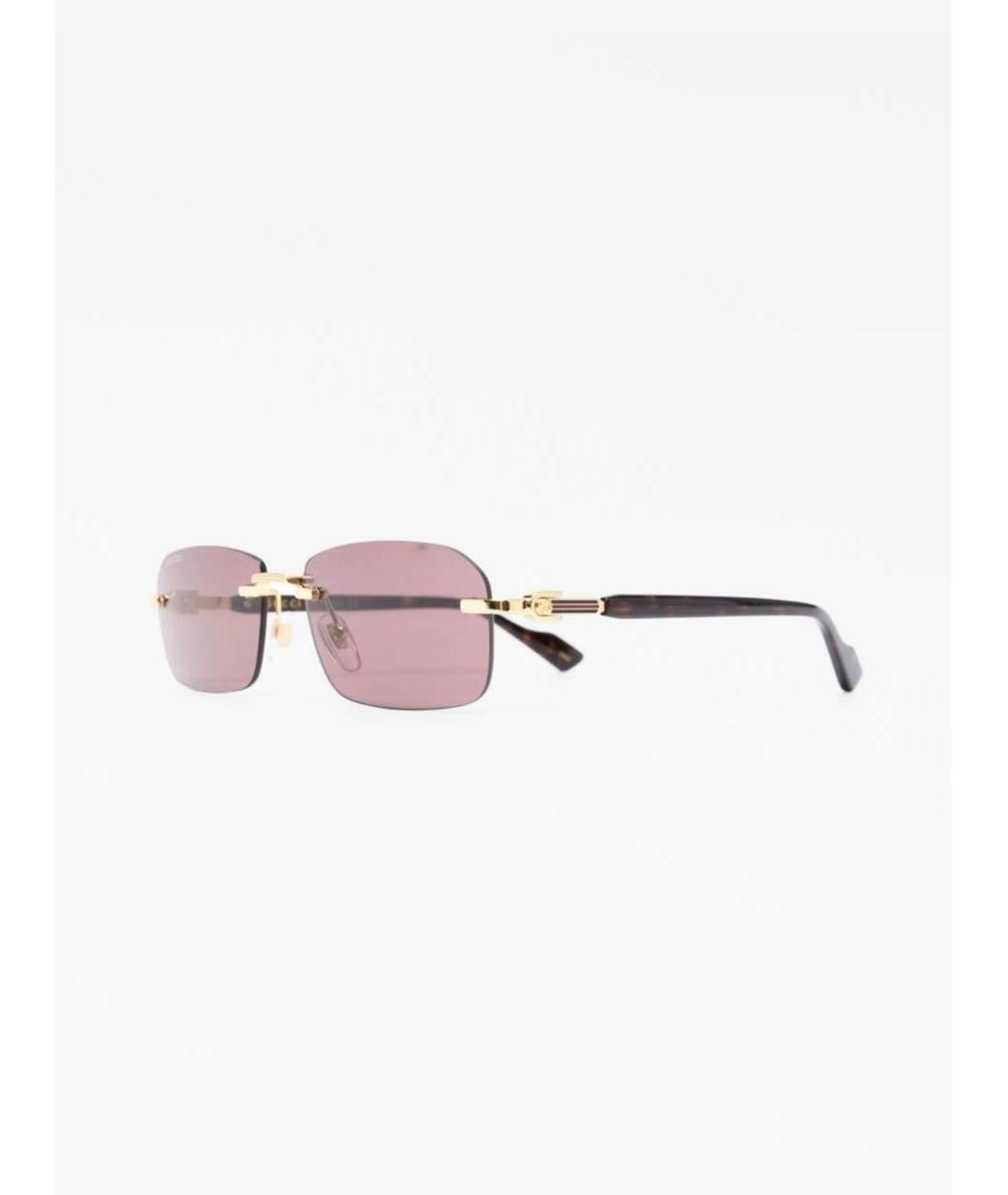 GUCCI Коричневые металлические солнцезащитные очки, фото 2