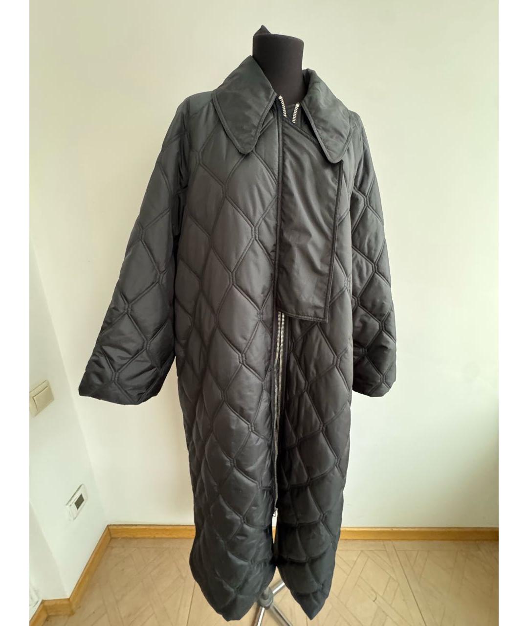 GANNI Черное синтетическое пальто, фото 6