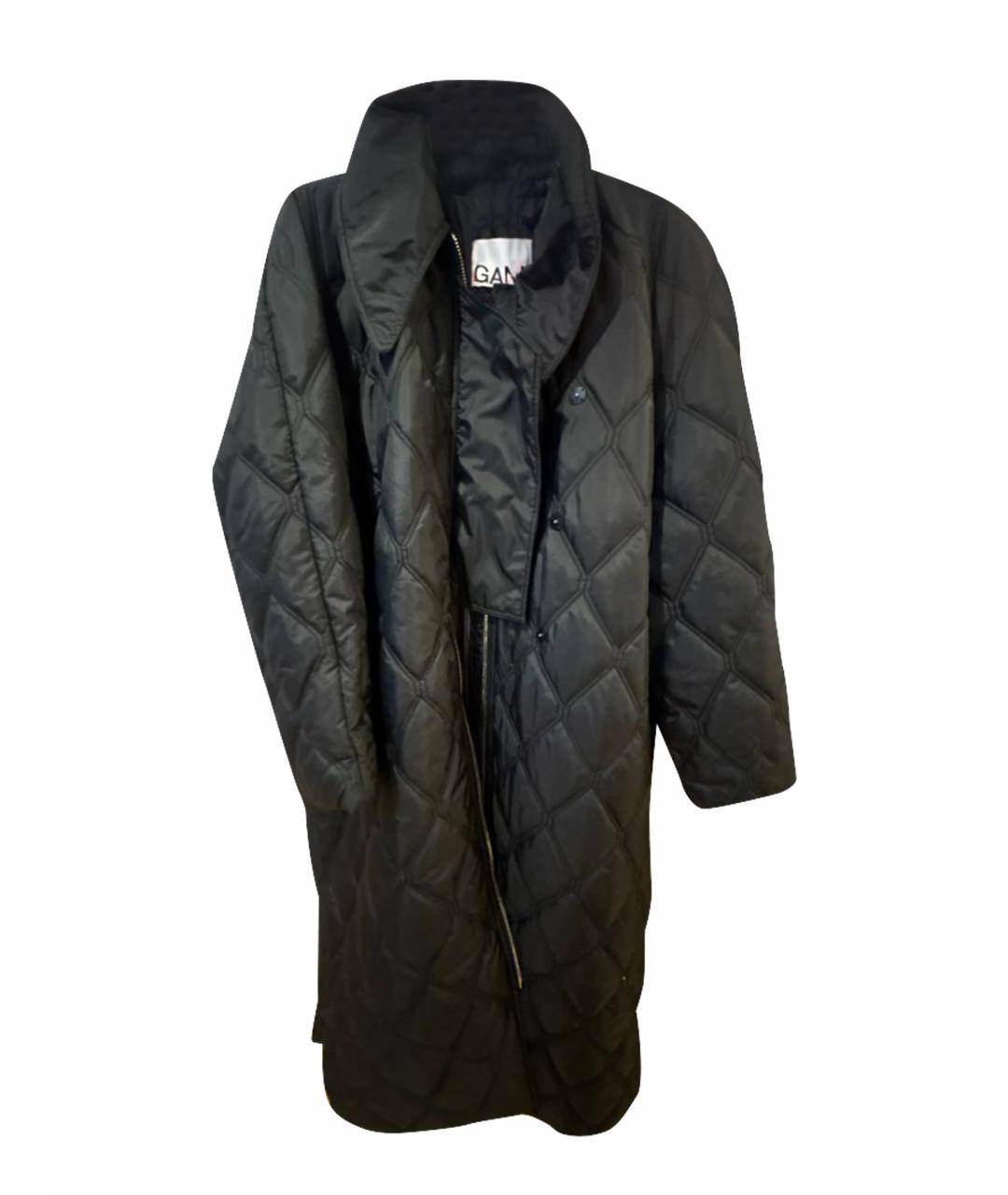 GANNI Черное синтетическое пальто, фото 1