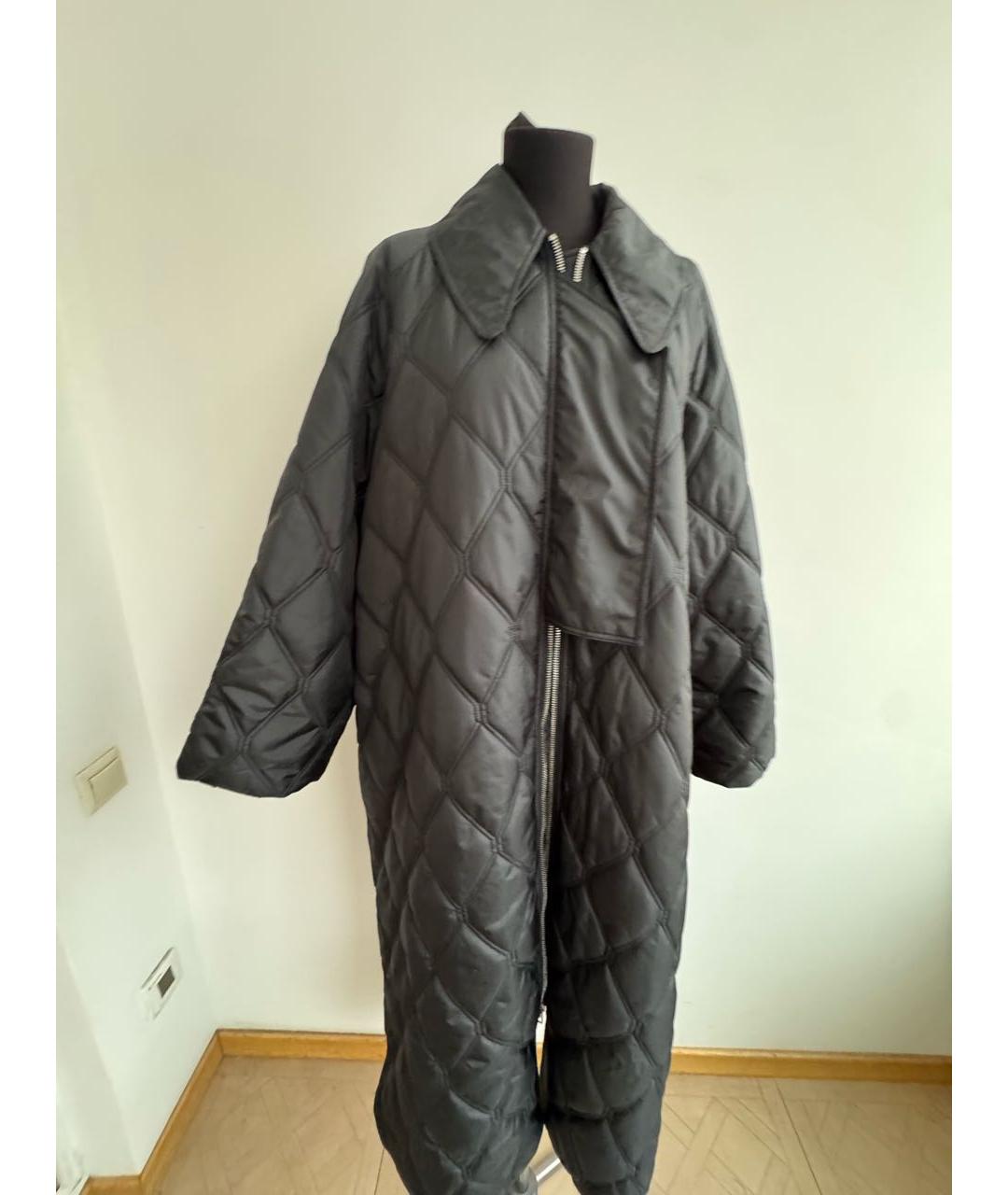 GANNI Черное синтетическое пальто, фото 5