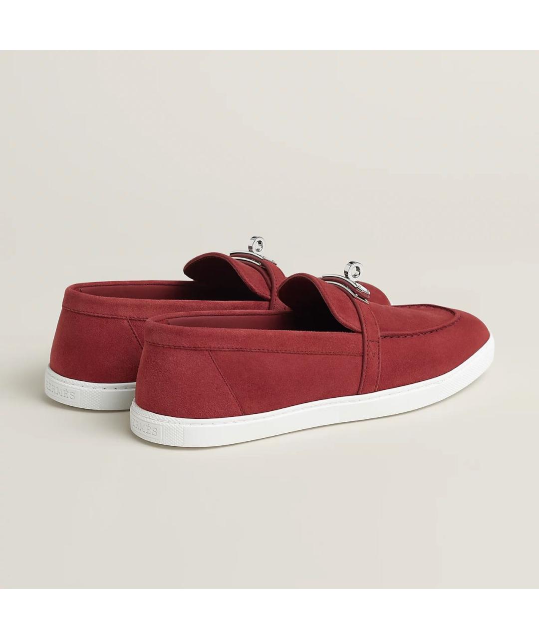 HERMES Бордовые кожаные мокасины, фото 4