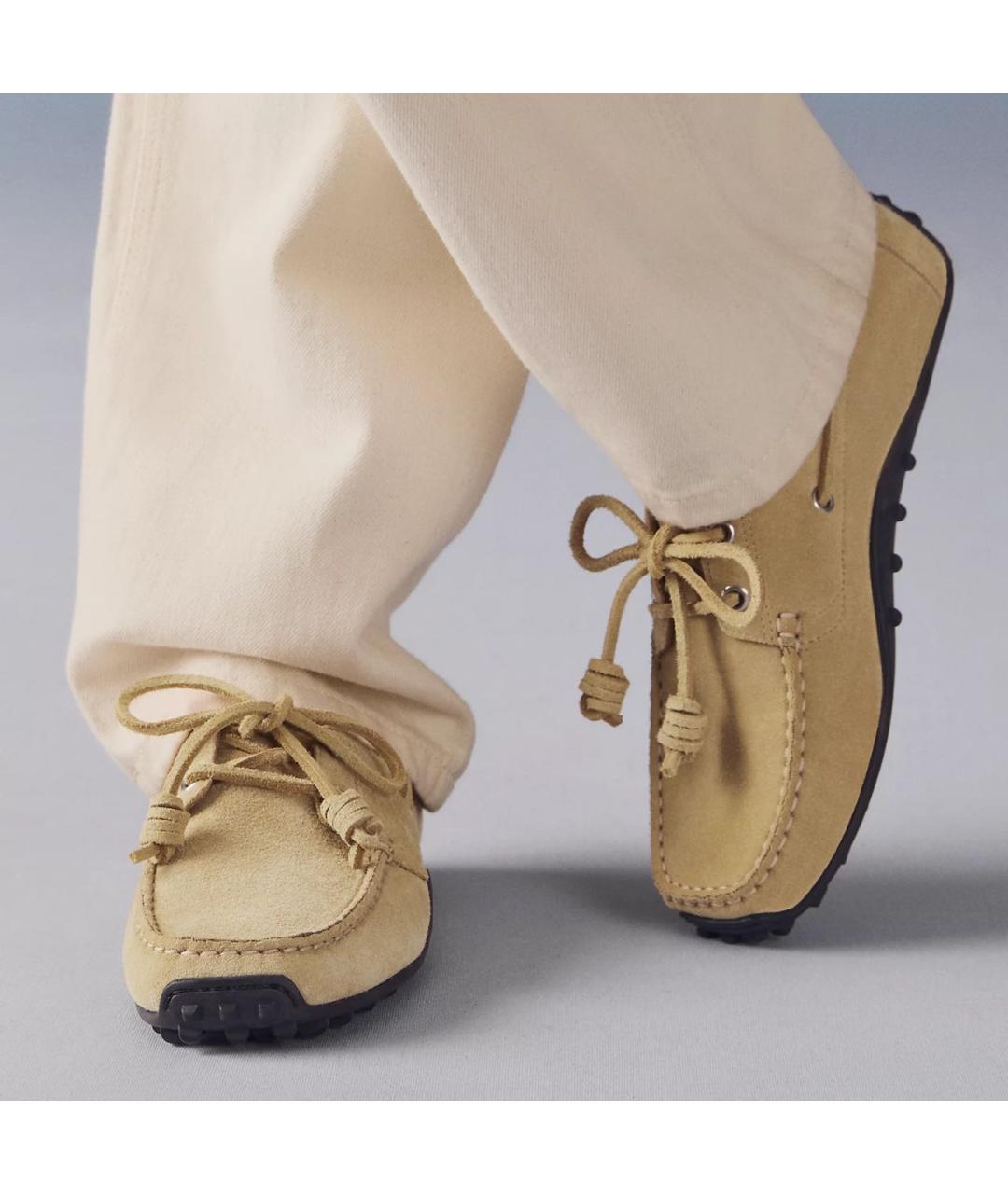 HERMES Бежевые кожаные мокасины, фото 3