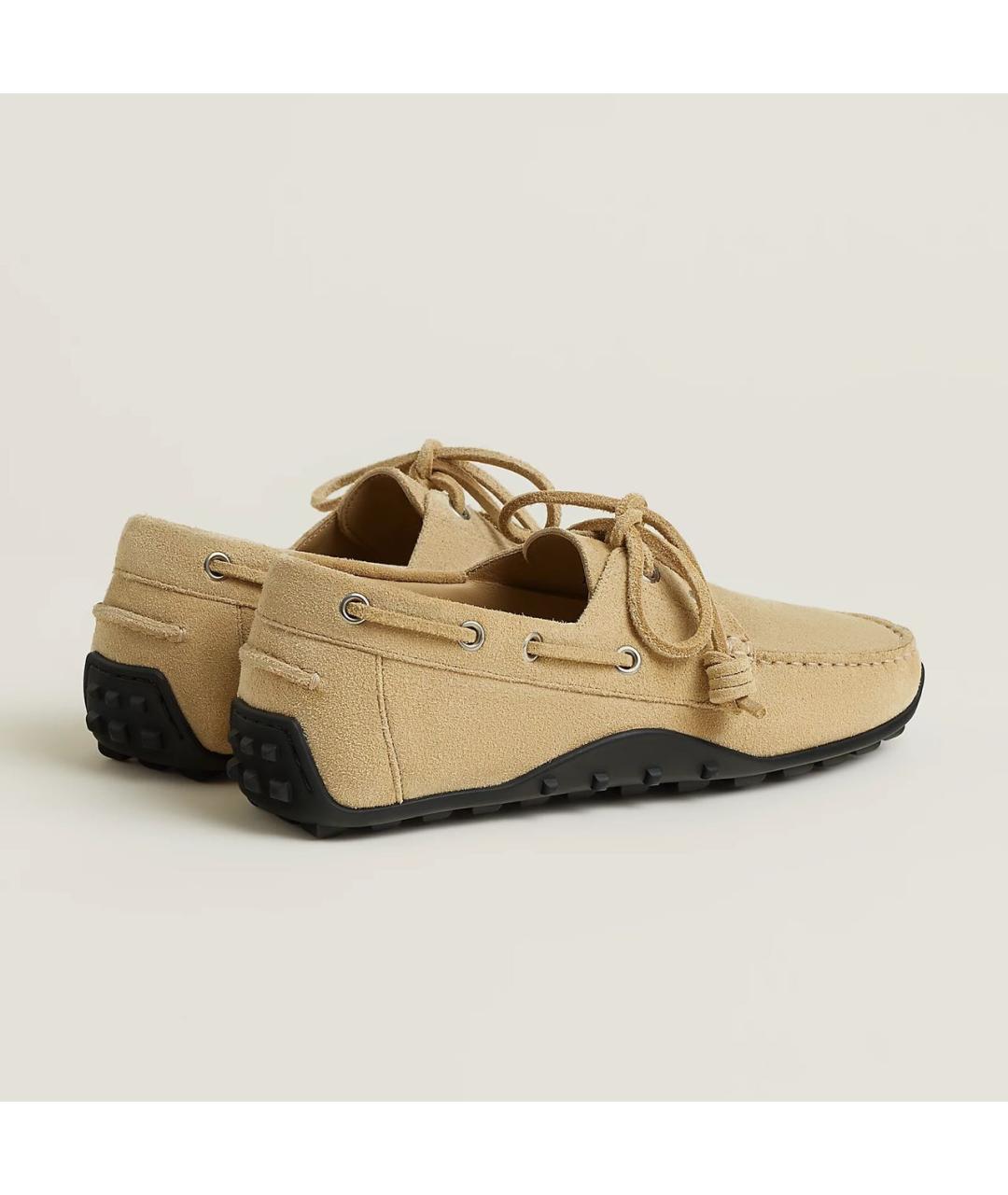 HERMES Бежевые кожаные мокасины, фото 4