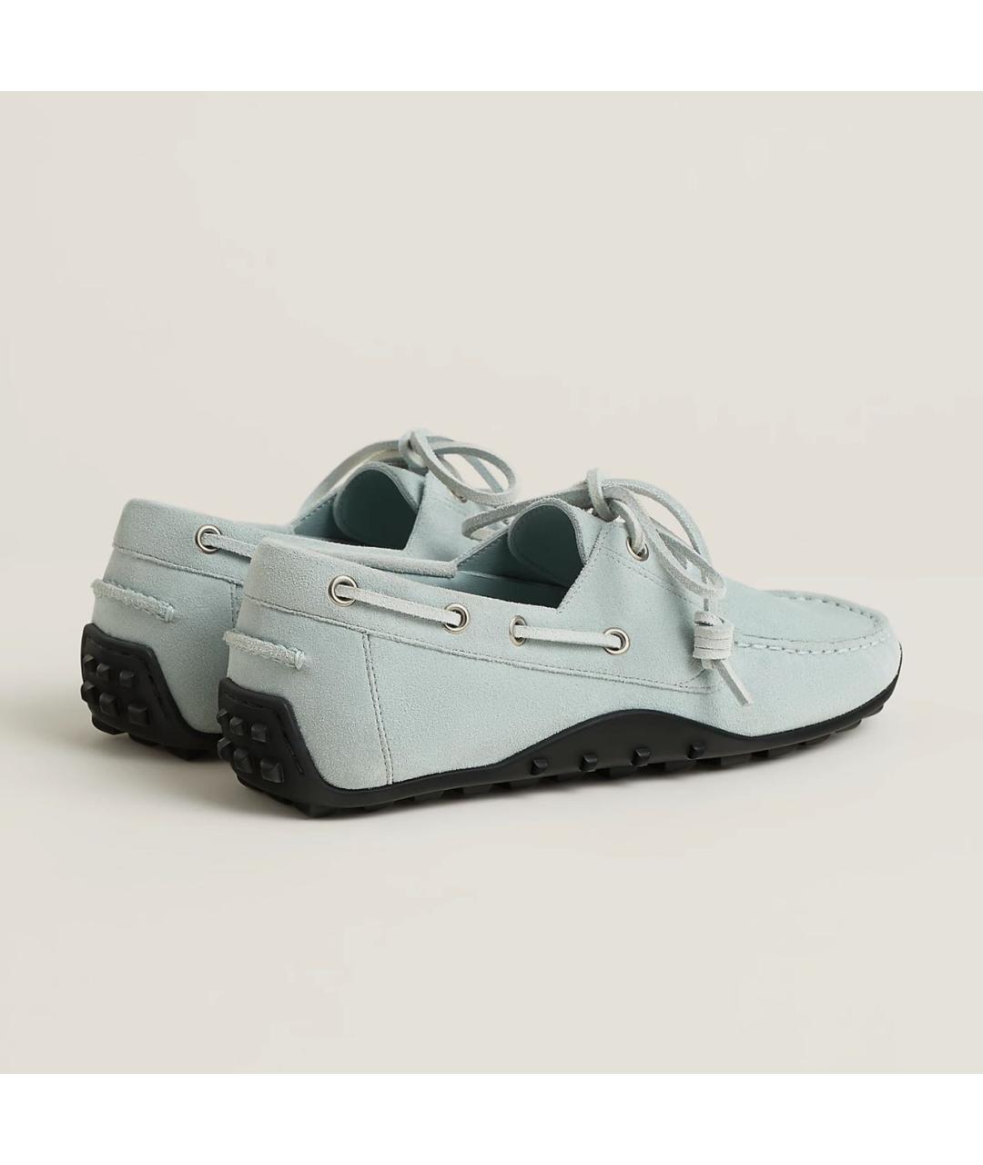 HERMES Голубые кожаные мокасины, фото 4