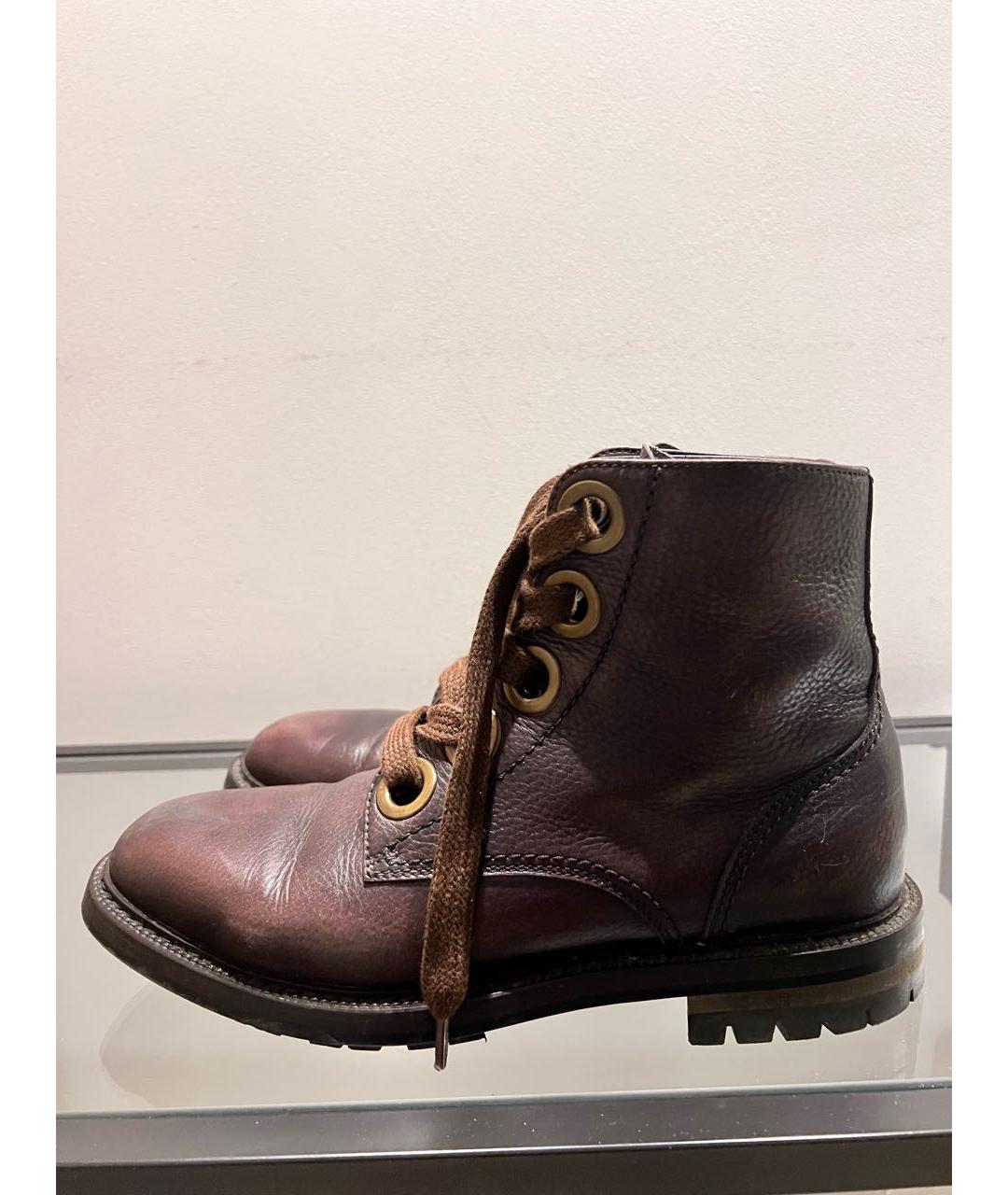 DOLCE&GABBANA Коричневые кожаные высокие ботинки, фото 8