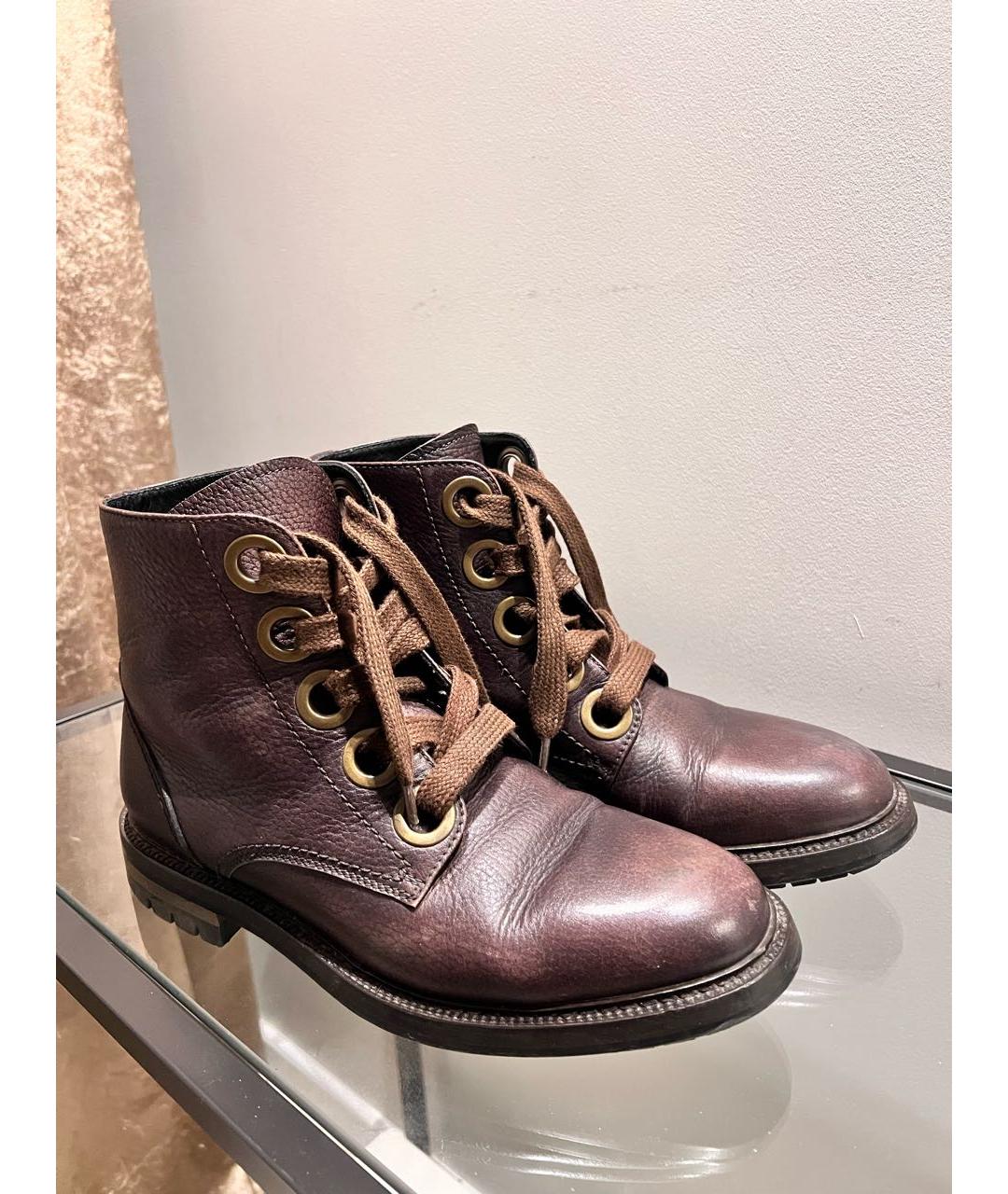 DOLCE&GABBANA Коричневые кожаные высокие ботинки, фото 2