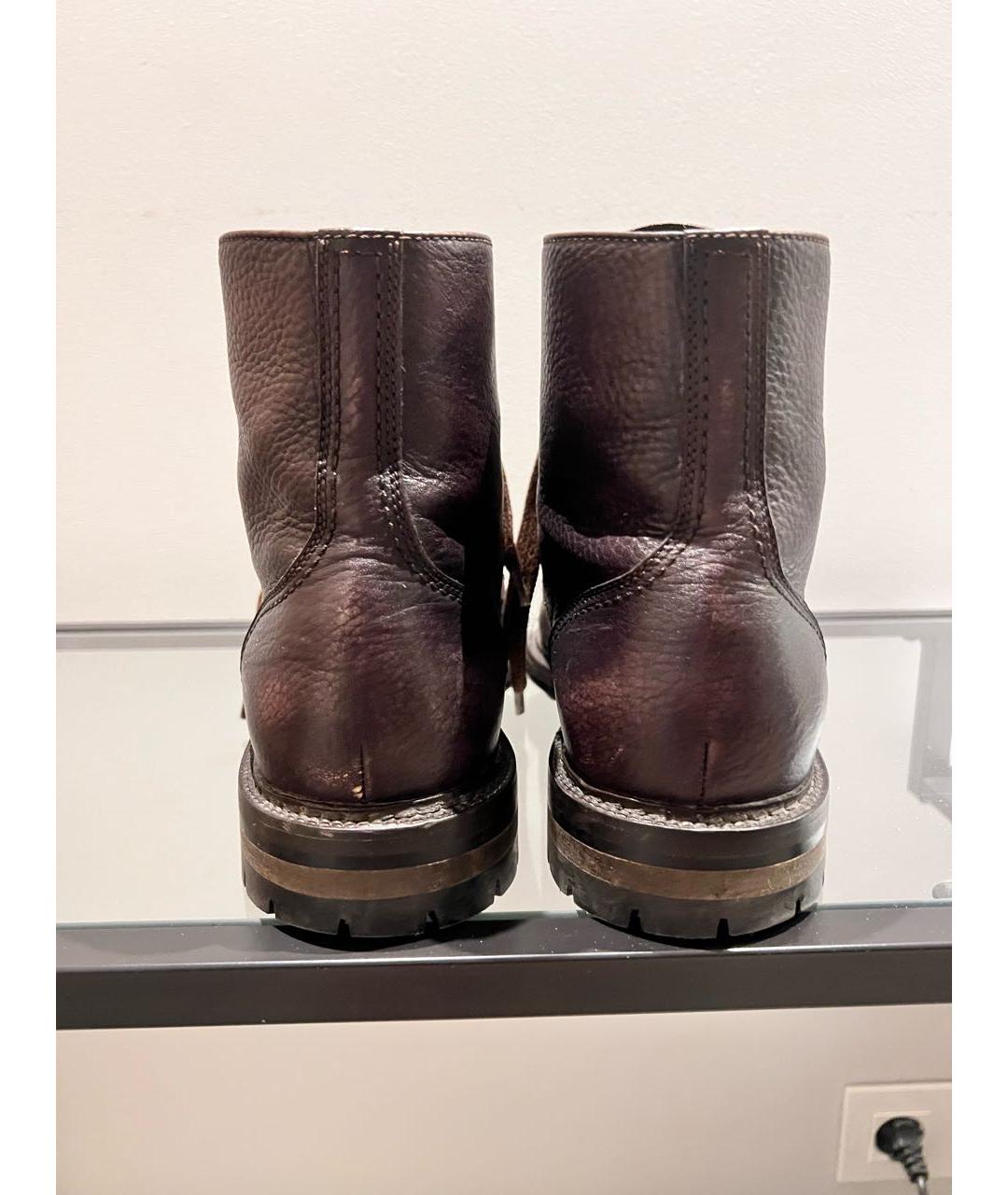 DOLCE&GABBANA Коричневые кожаные высокие ботинки, фото 4