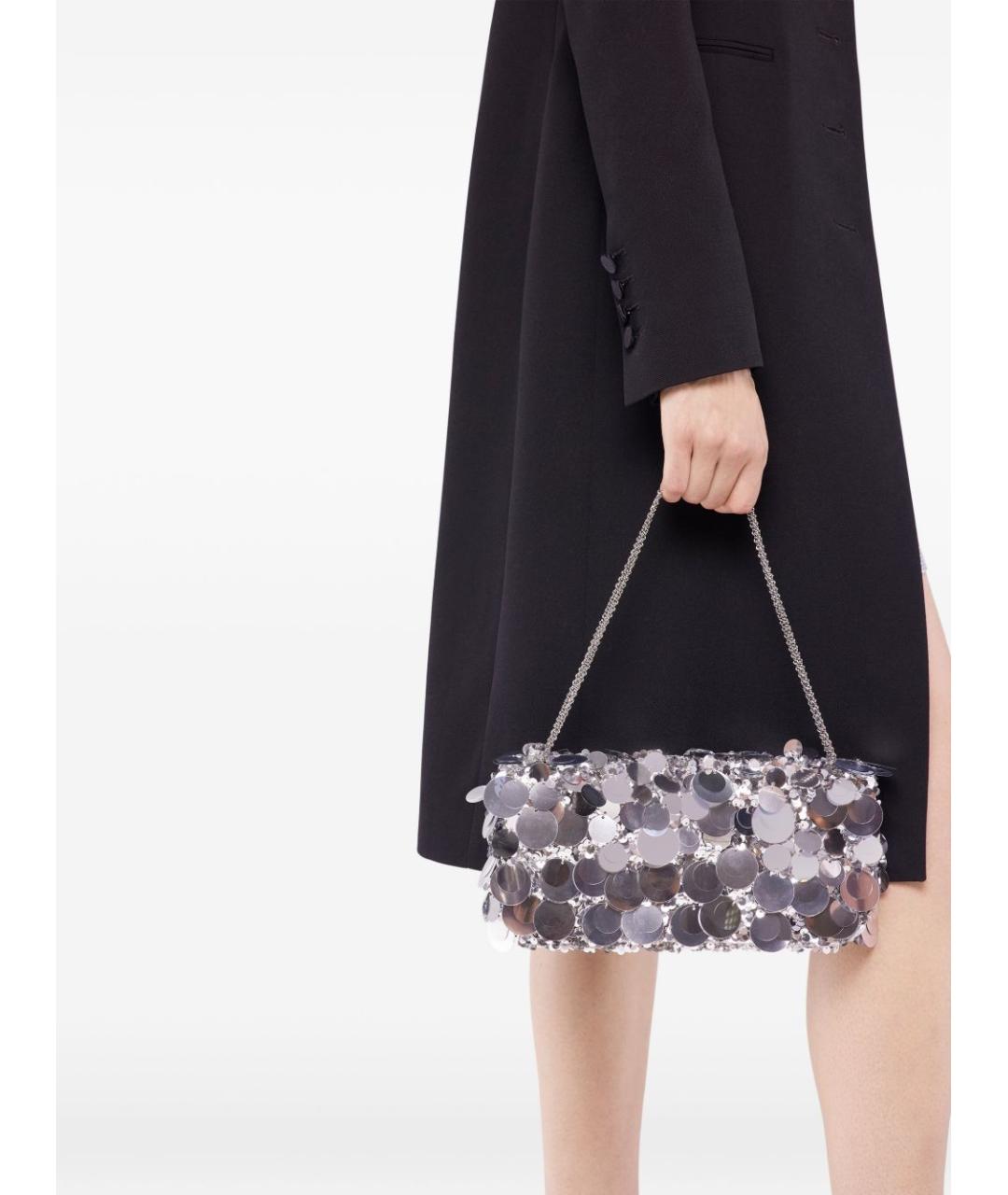 PACO RABANNE Серебряная тканевая сумка через плечо, фото 4