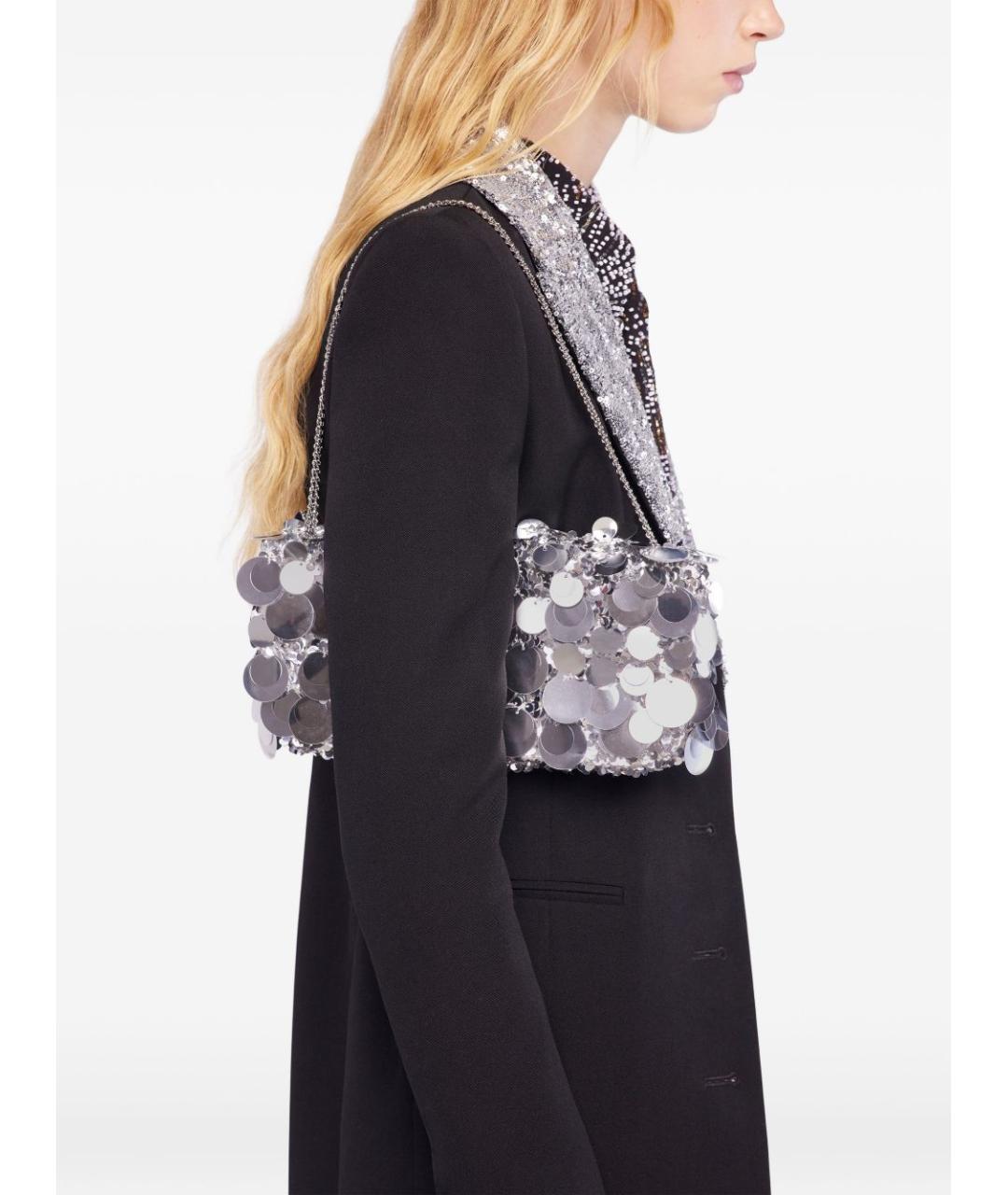 PACO RABANNE Серебряная тканевая сумка через плечо, фото 2