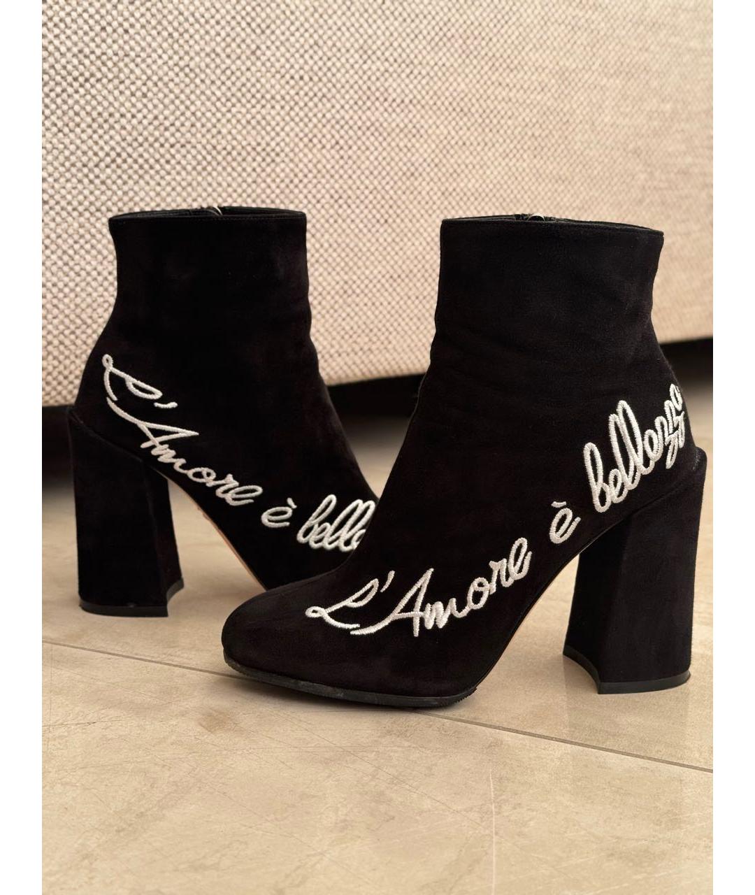 DOLCE&GABBANA Черные замшевые ботильоны, фото 2
