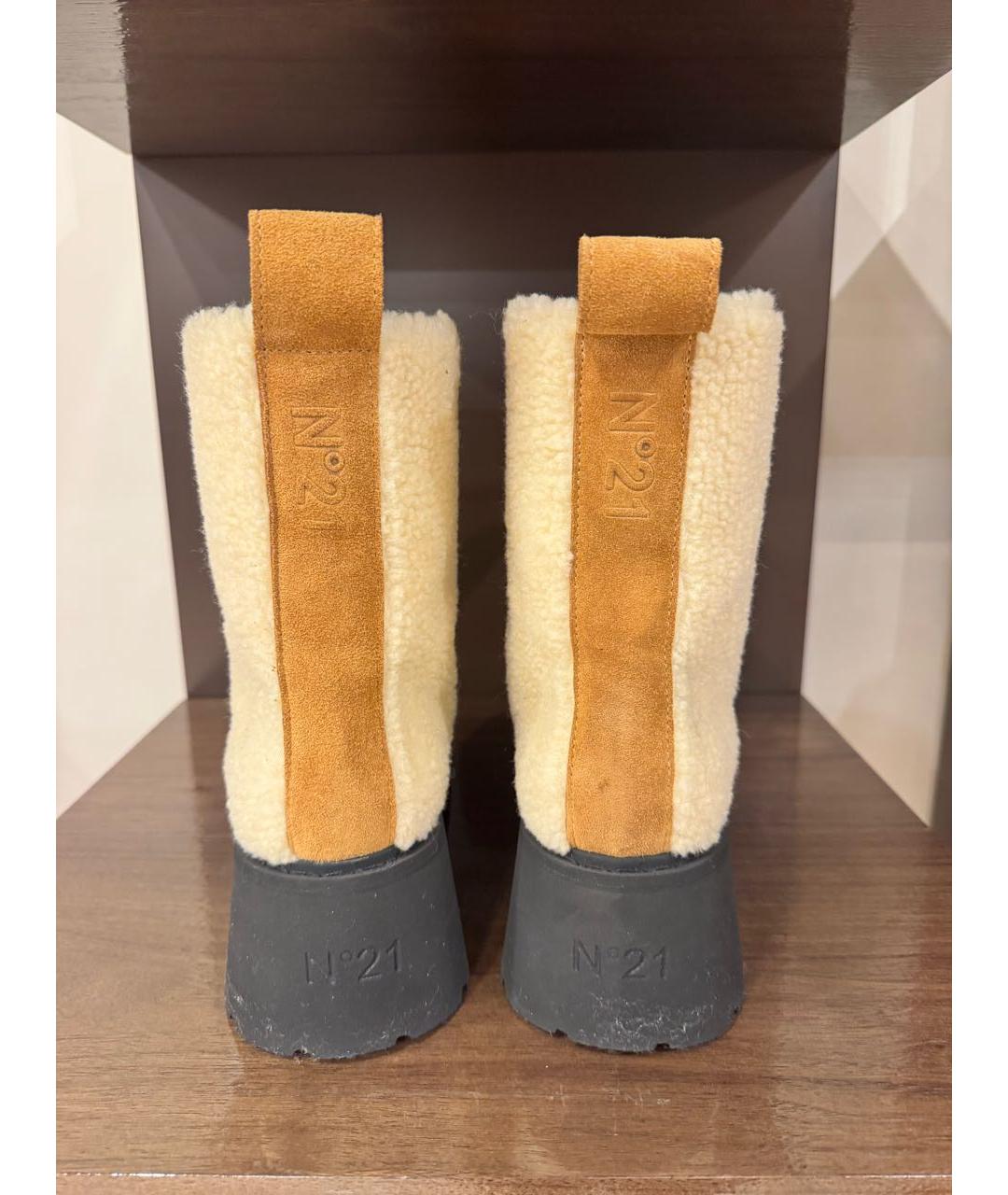 NO. 21 Бежевые замшевые полусапоги, фото 3