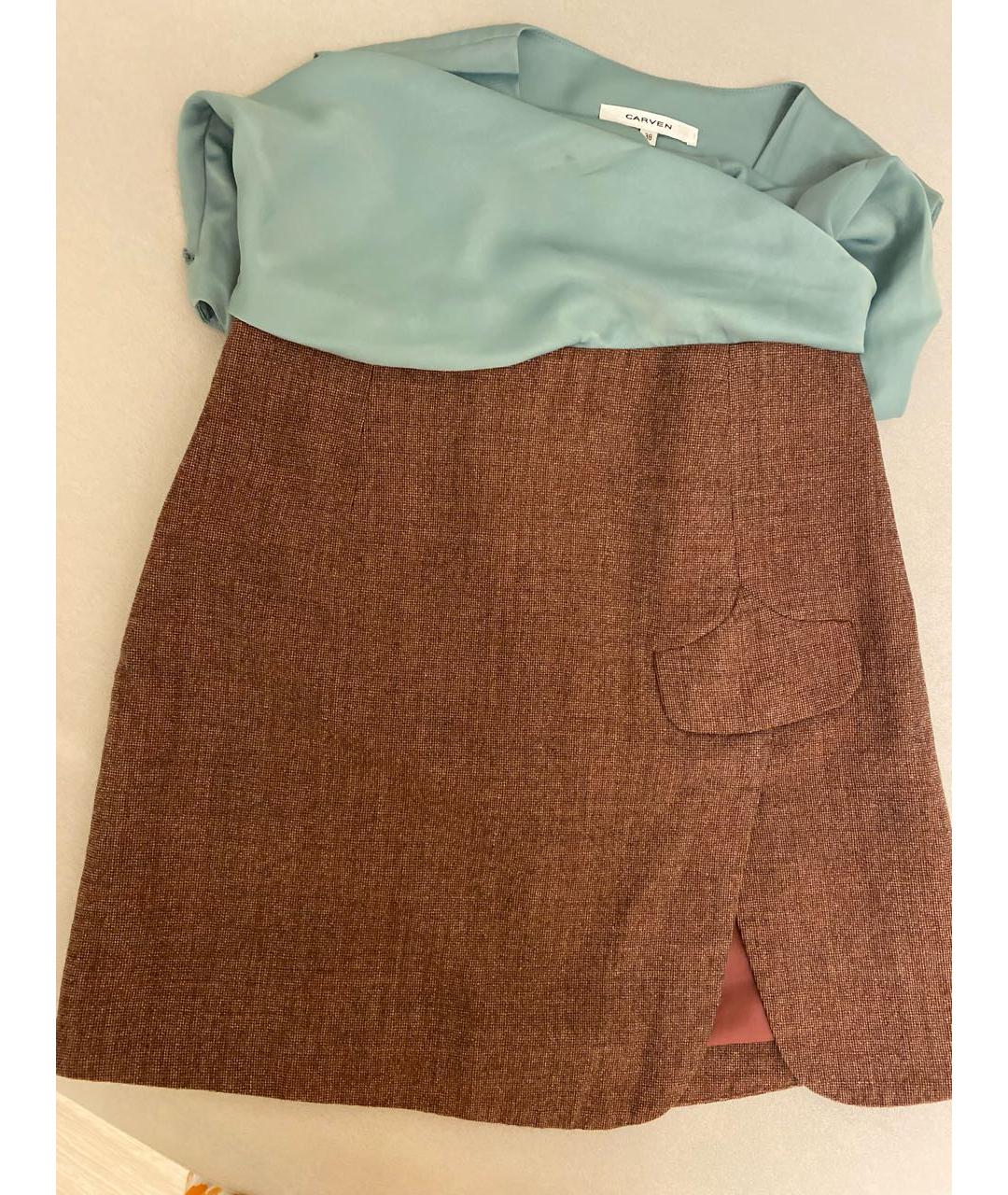 Carven Бирюзовое вискозное коктейльное платье, фото 5