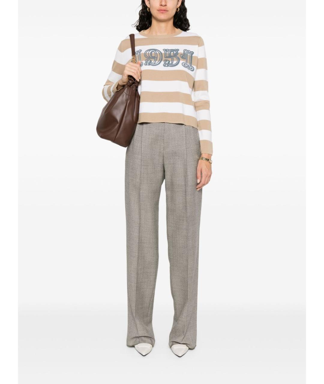 MAX MARA Бежевый шерстяной джемпер / свитер, фото 3