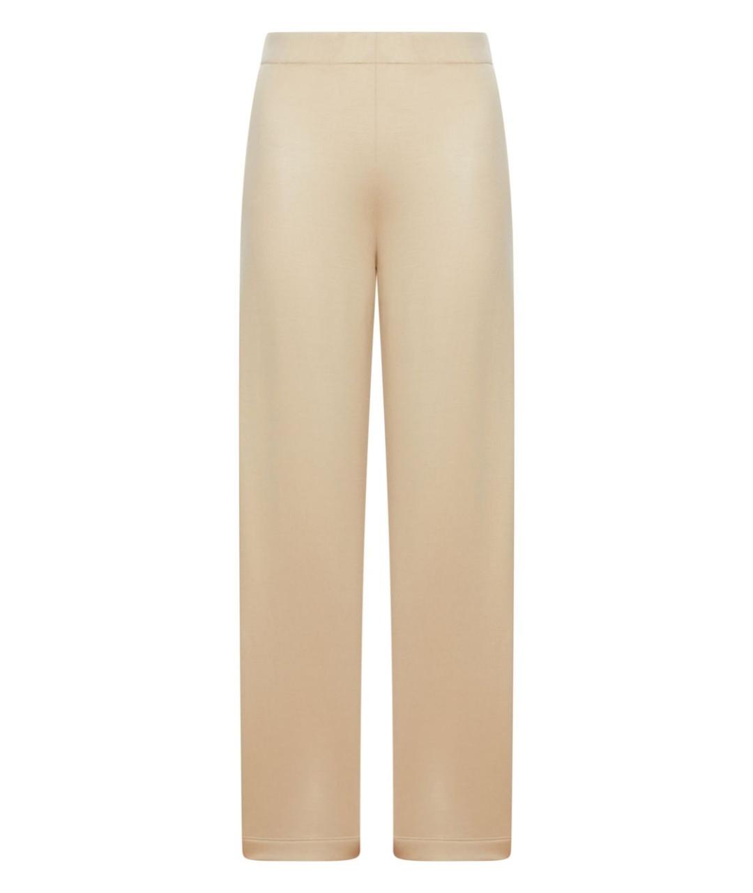 MAX MARA Бежевые шелковые прямые брюки, фото 1