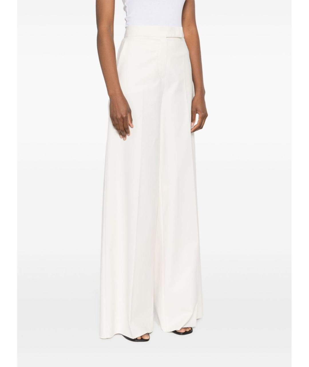 MAX MARA Белые хлопковые прямые брюки, фото 5