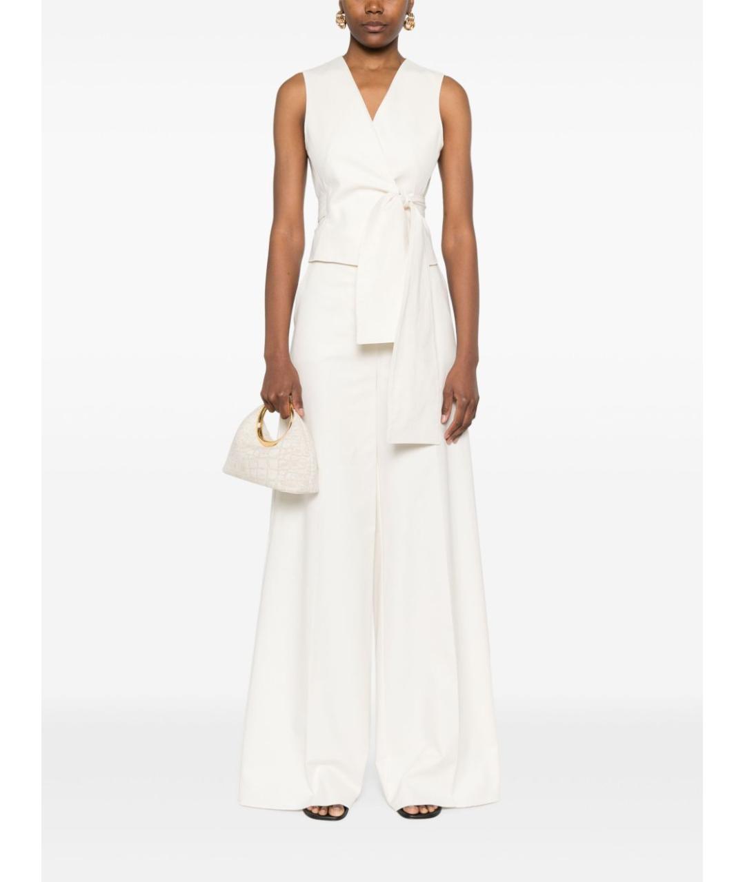 MAX MARA Белые хлопковые прямые брюки, фото 2