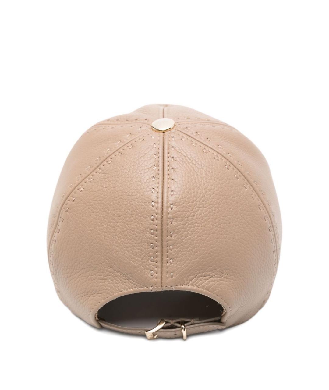 MAX MARA Бежевая кожаная кепка, фото 2