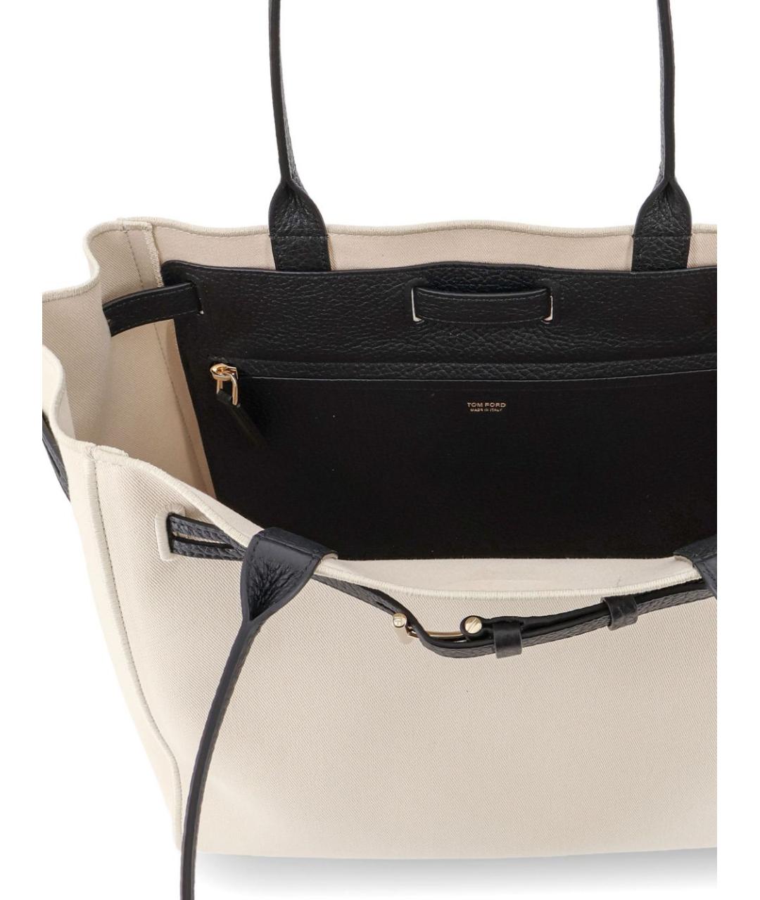 TOM FORD Бежевая тканевая сумка тоут, фото 4