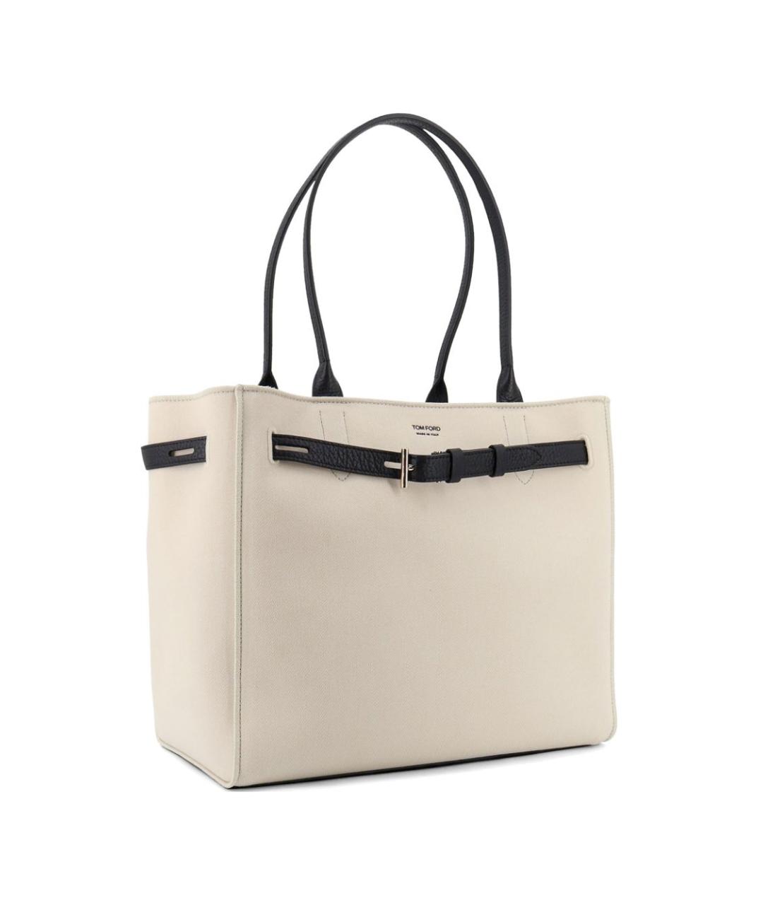 TOM FORD Бежевая тканевая сумка тоут, фото 2
