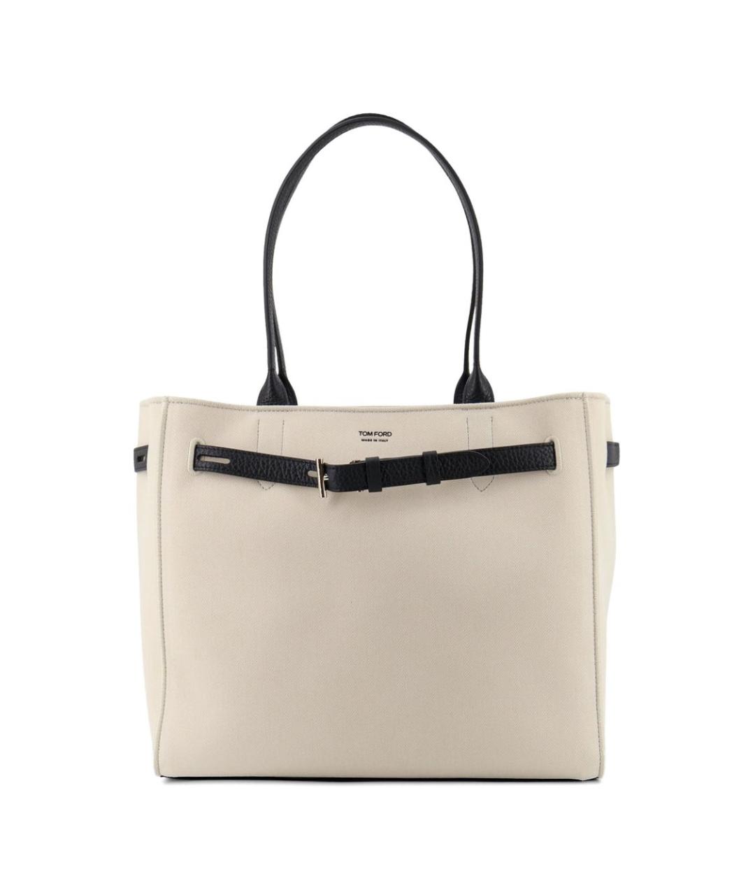 TOM FORD Бежевая тканевая сумка тоут, фото 1