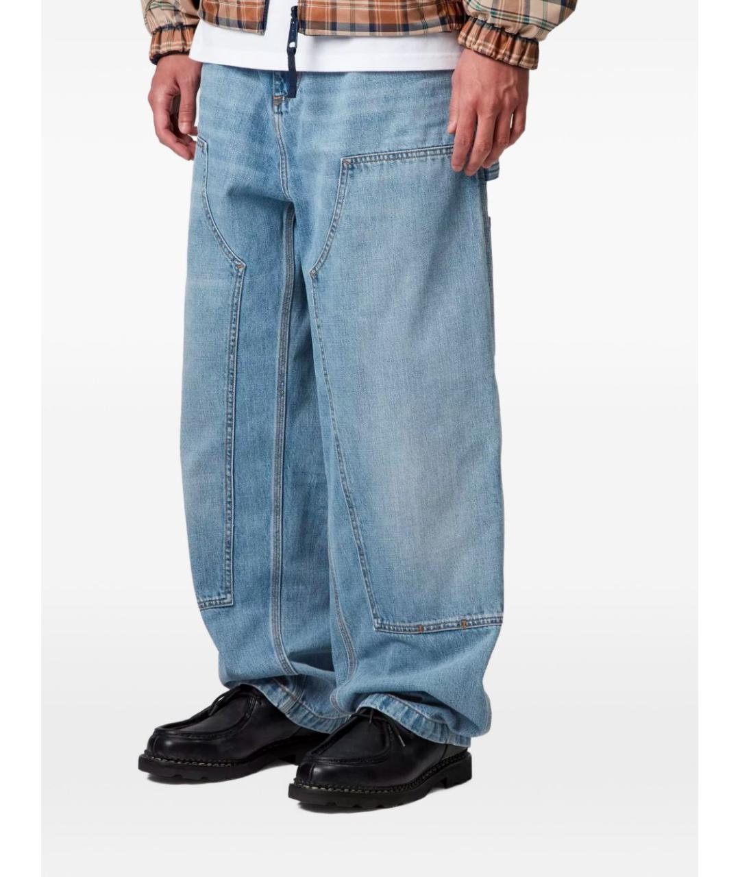 CARHARTT WIP Голубые хлопковые прямые джинсы, фото 3
