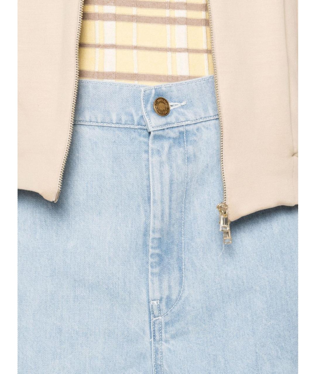 MAX MARA Голубые хлопковые прямые джинсы, фото 4