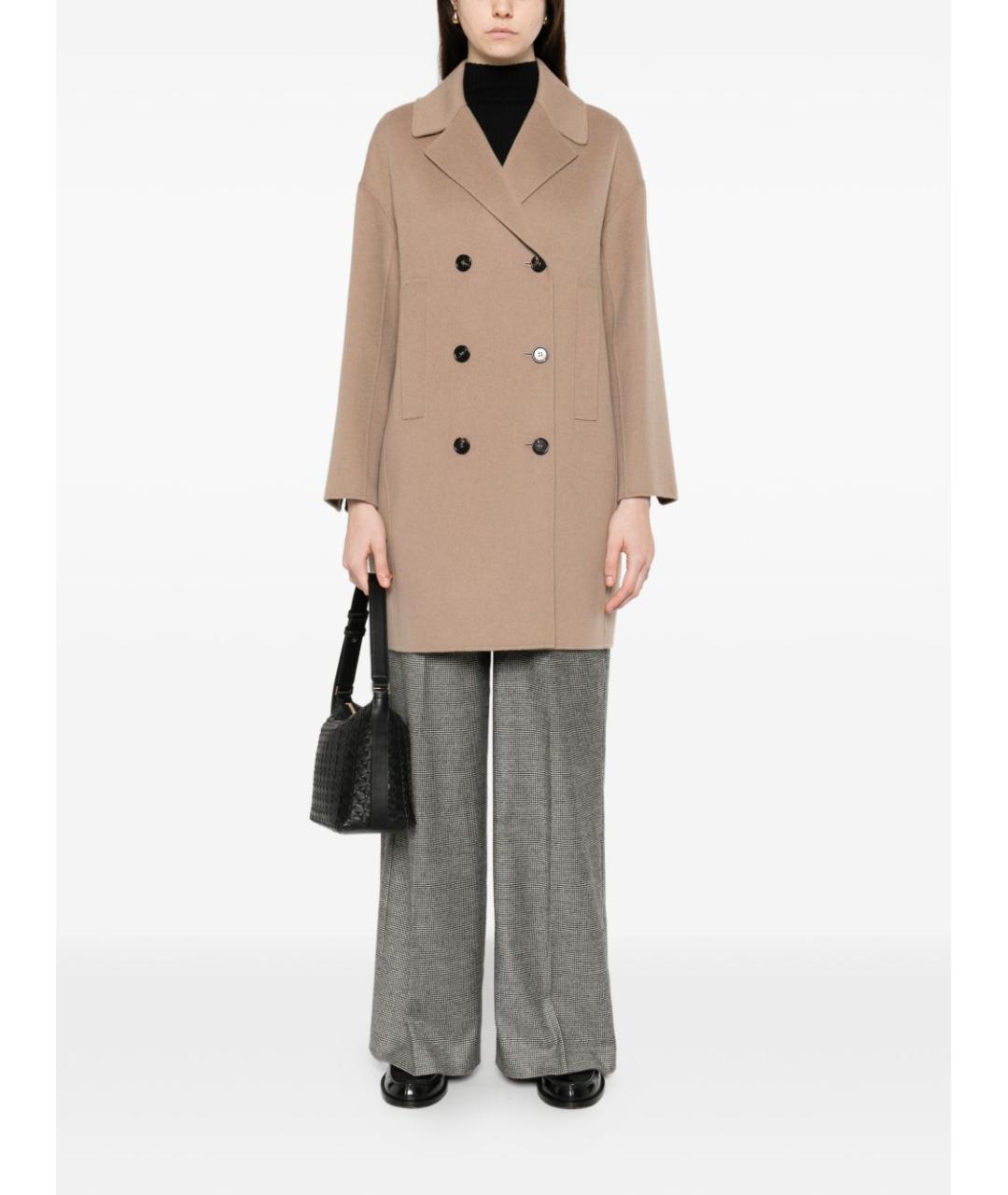 'S MAX MARA Бежевое шерстяное пальто, фото 4